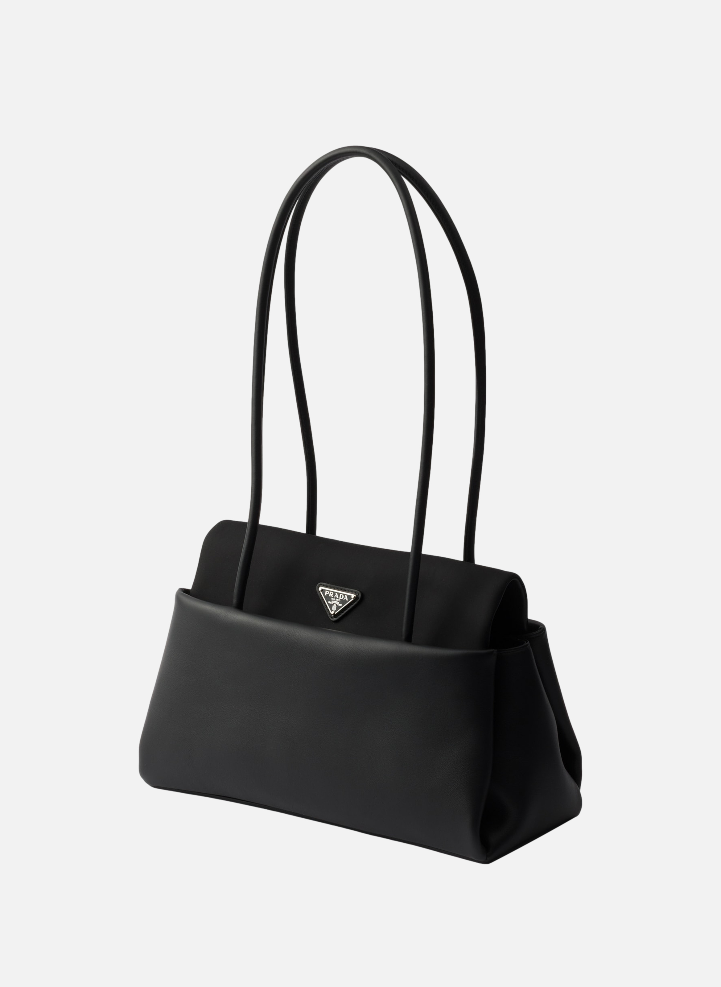 Sac en cuir prada passage moyen avec rabat en re-n PRADA Noir