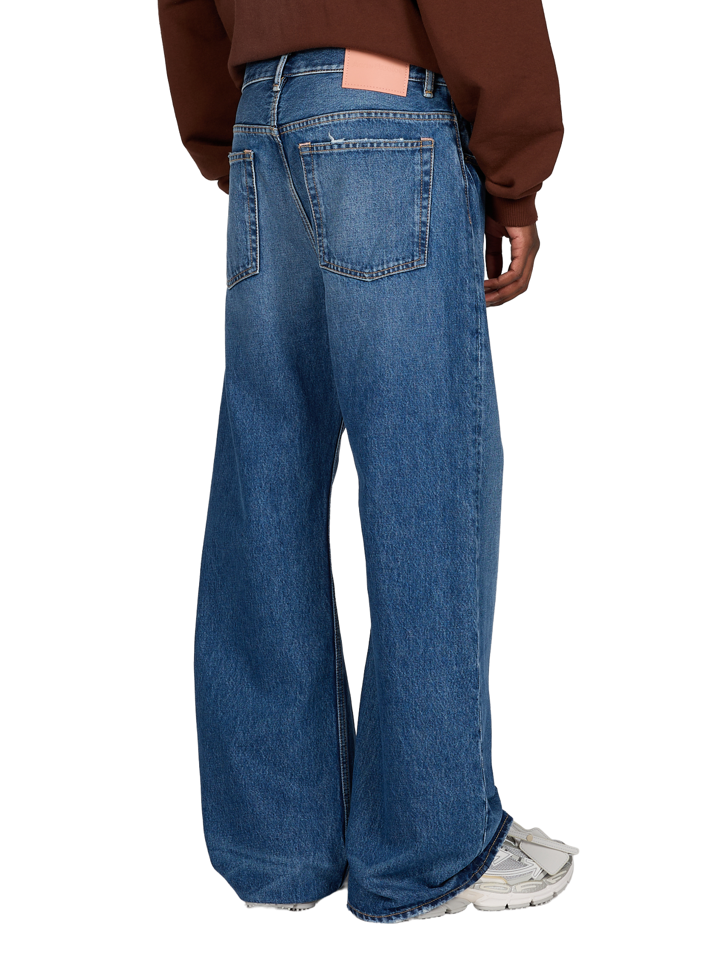 Straight leg jeans in cotton and leather ACNE STUDIOS Blue