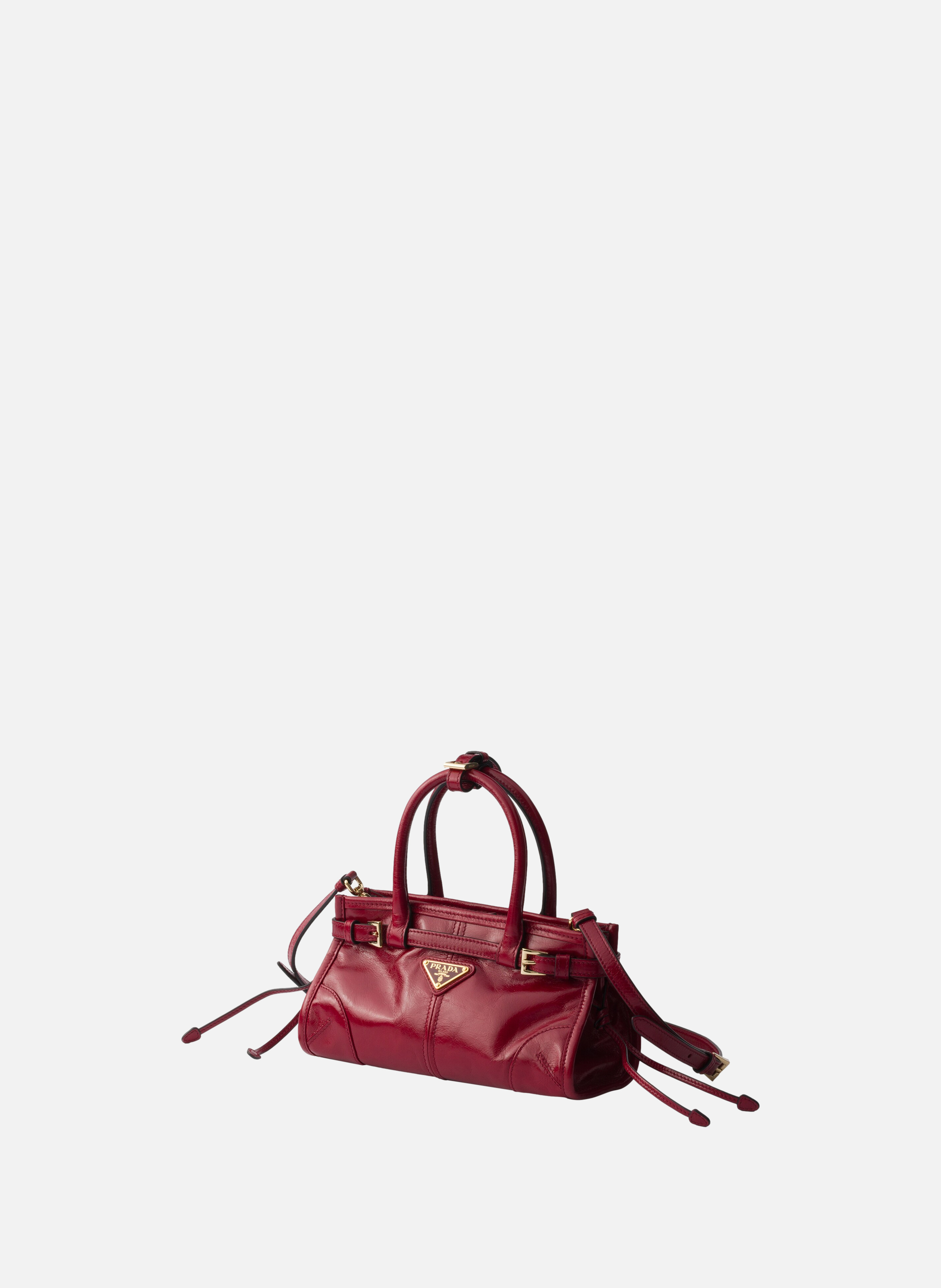 Mini sac à main prada bonnie en cuir PRADA Rouge