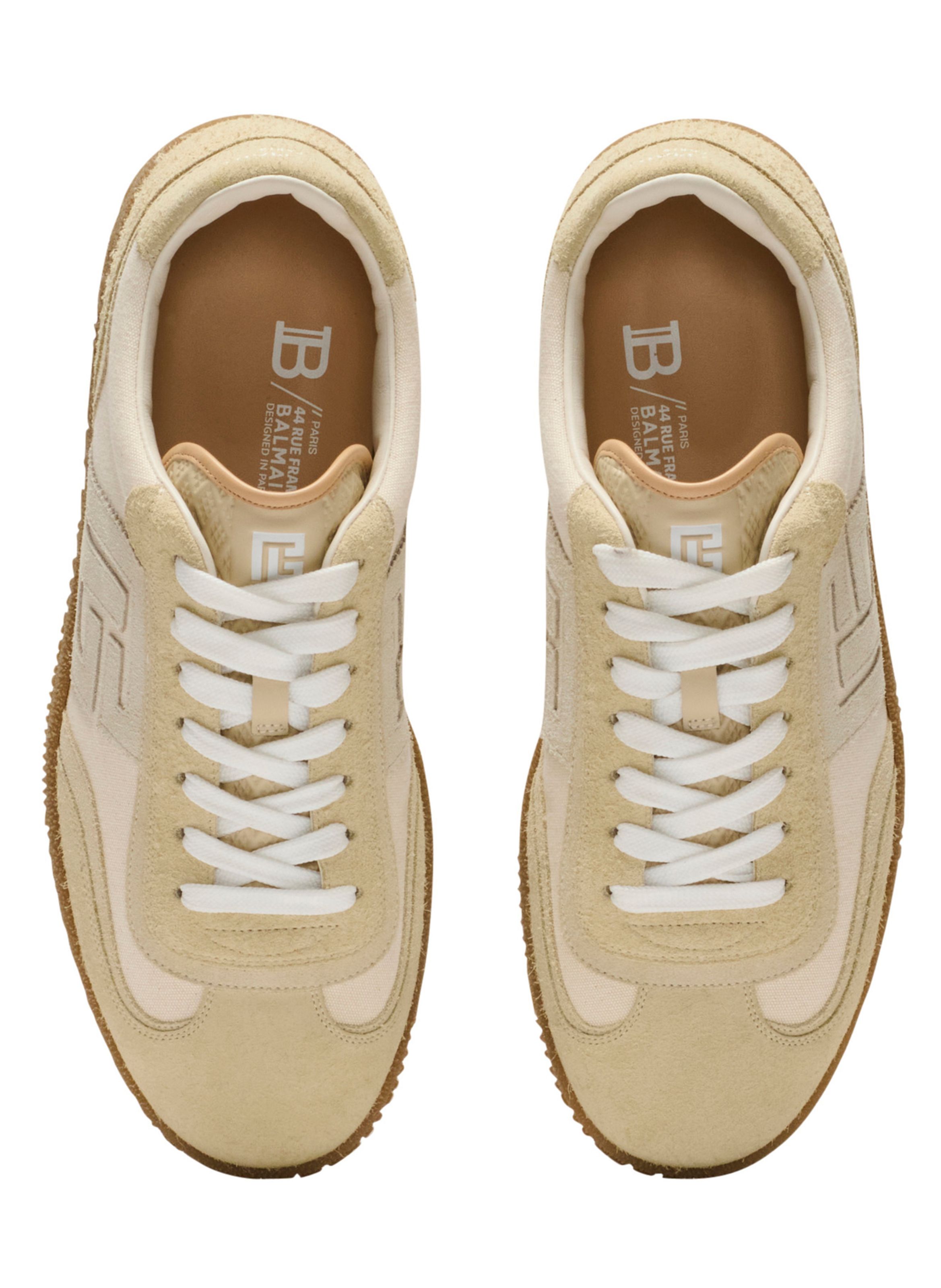 Baskets balmain swan en cuir suédé effet vieilli, cuir suédé et toile BALMAIN Beige