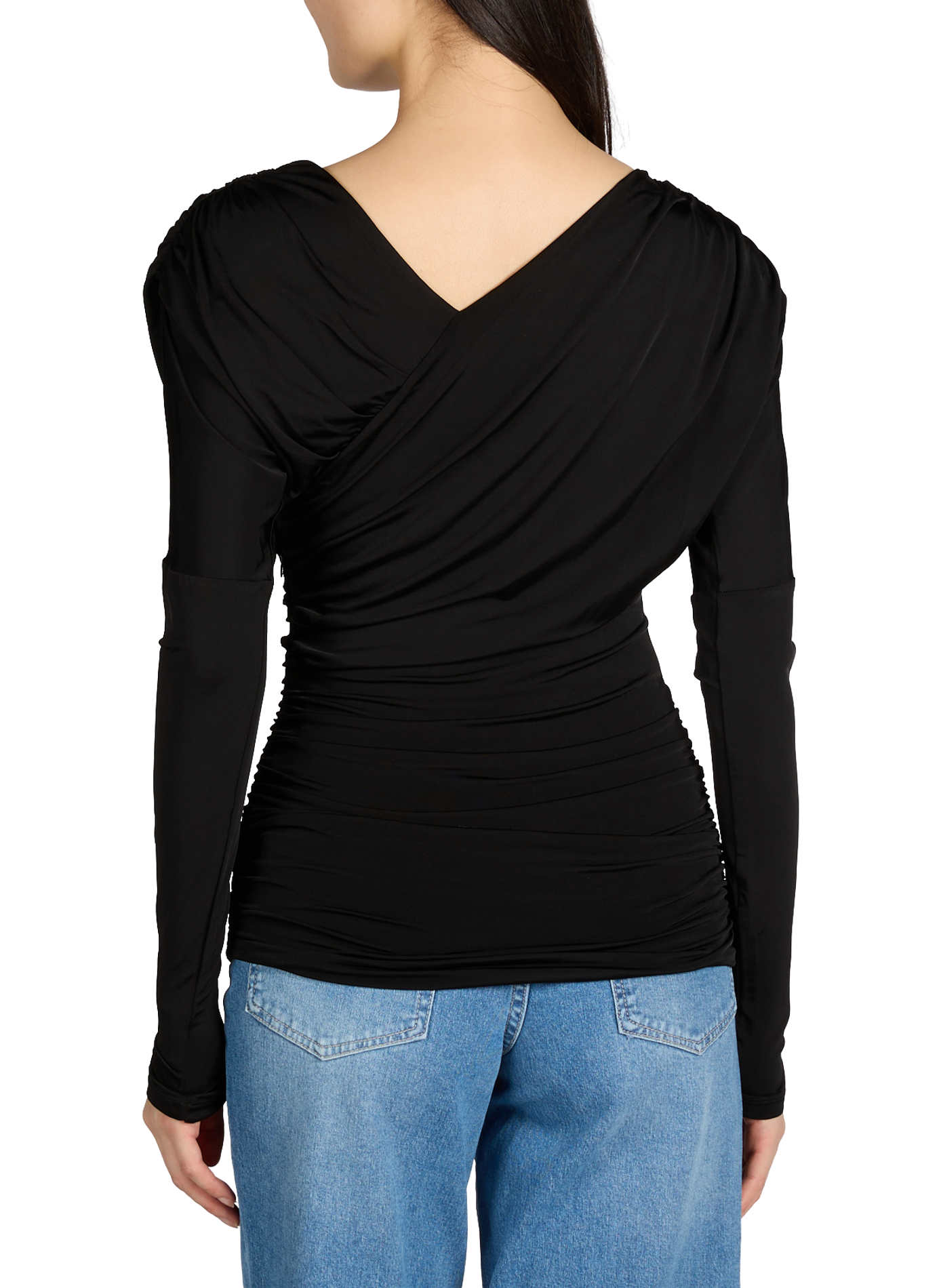 <p>Top with draped long sleeves</p> GANNI Black