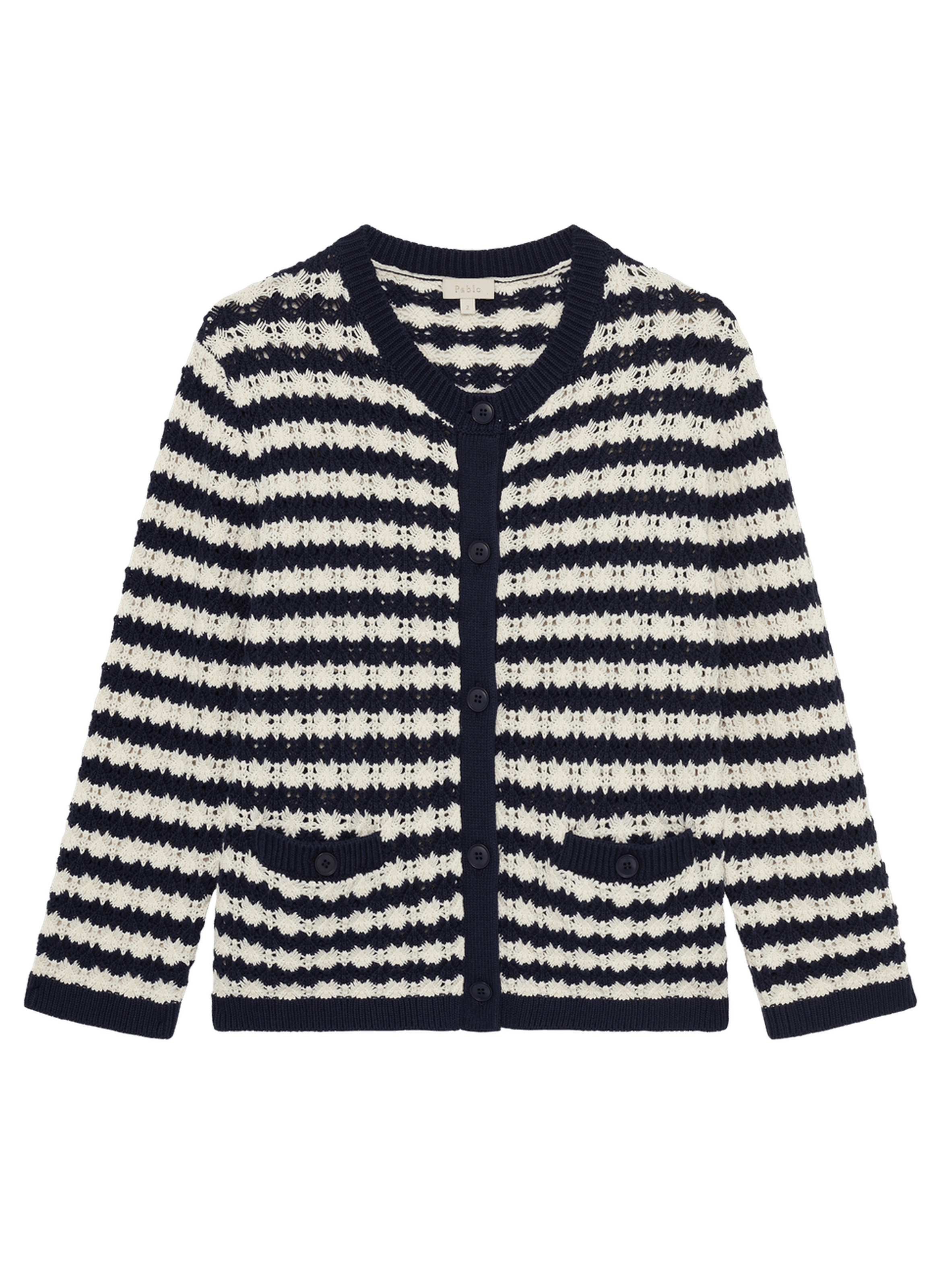 Gilet rayé en crochet - luisa PABLO Bleu