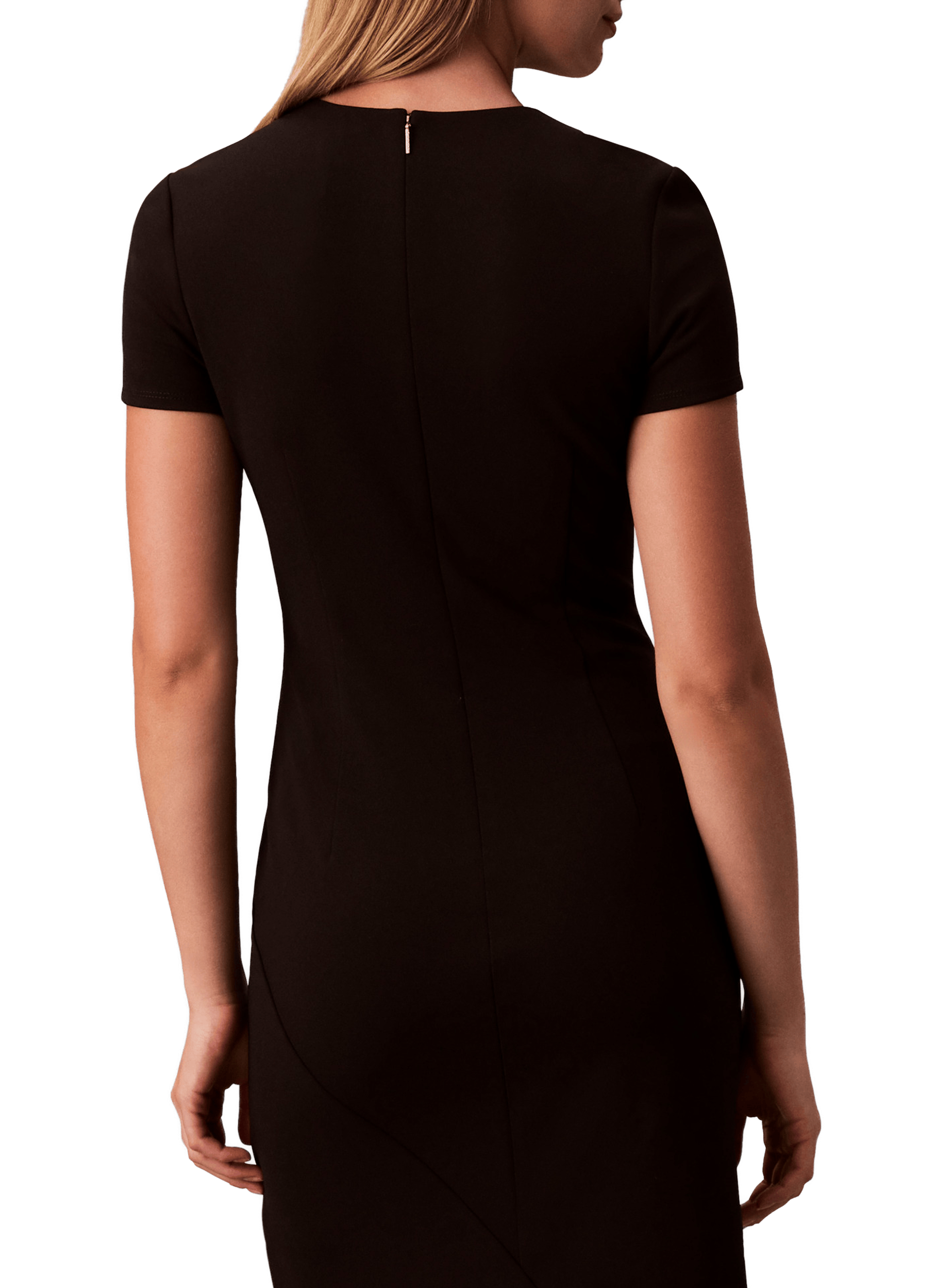 Robe courte drapée à manches courtes CALVIN KLEIN Noir