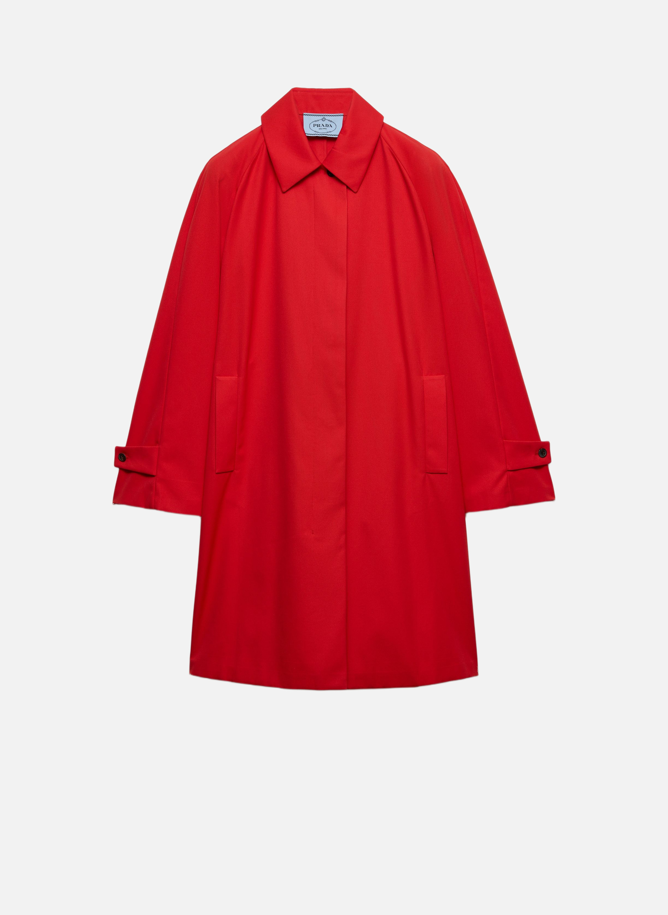 Manteau droit en gabardine PRADA Rouge