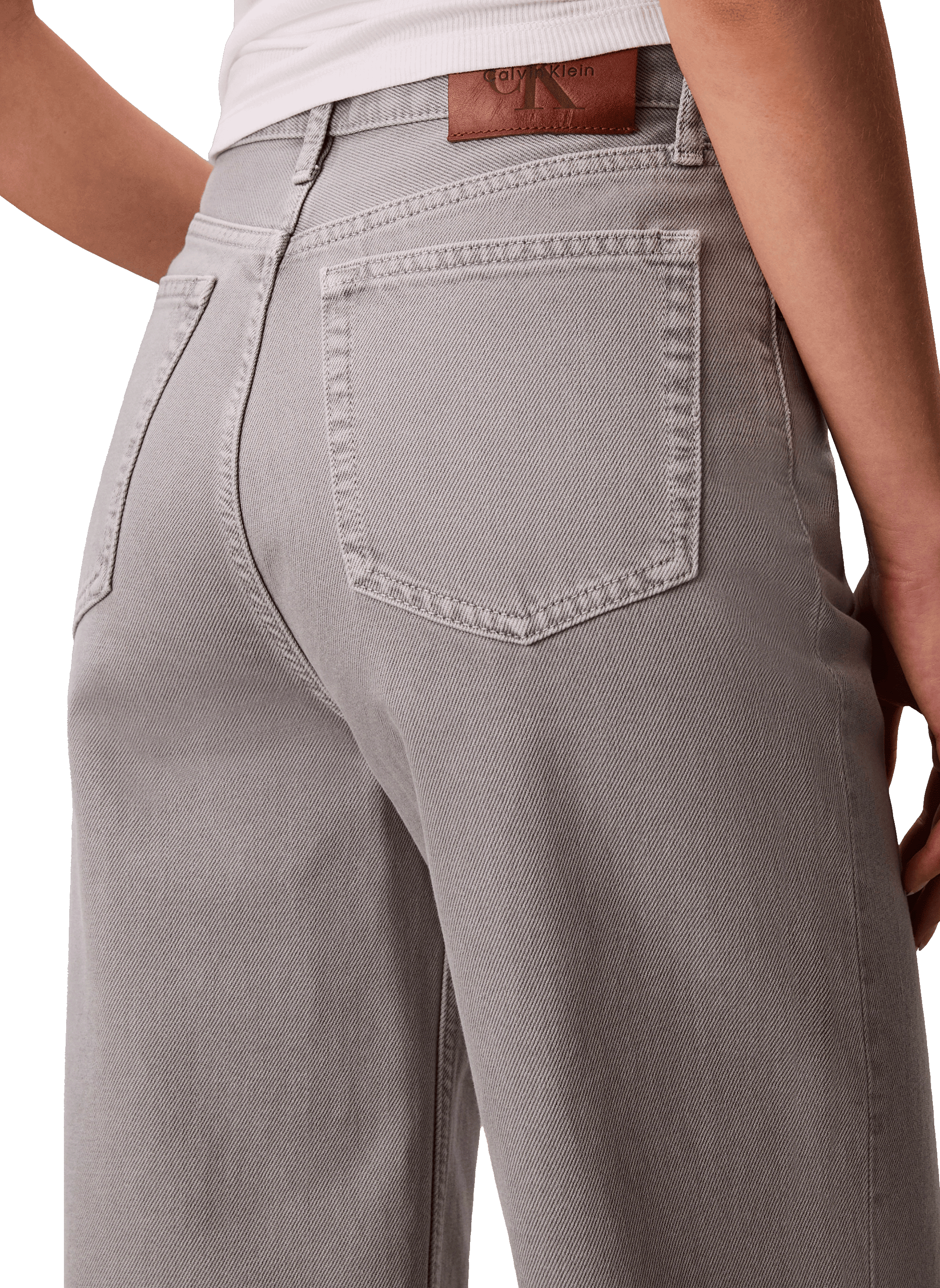 Jean taille haute en coton mélangé CALVIN KLEIN Gris