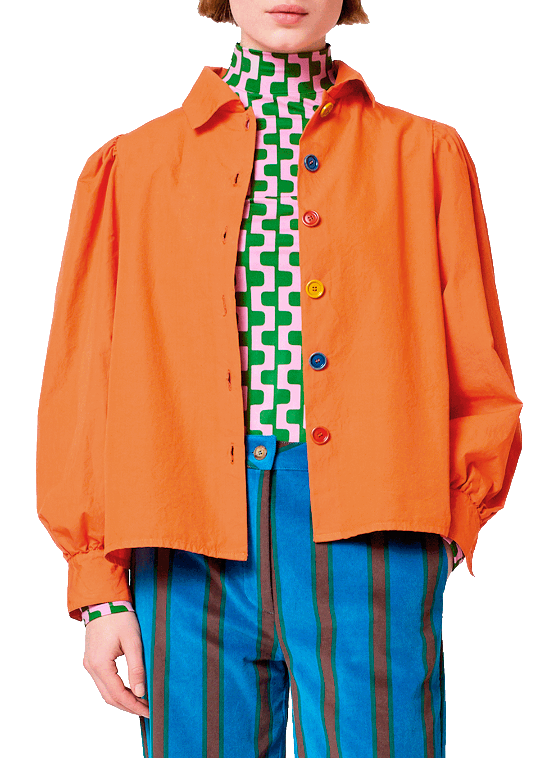 Chemise droite à col américain en coton BOBO CHOSES Orange