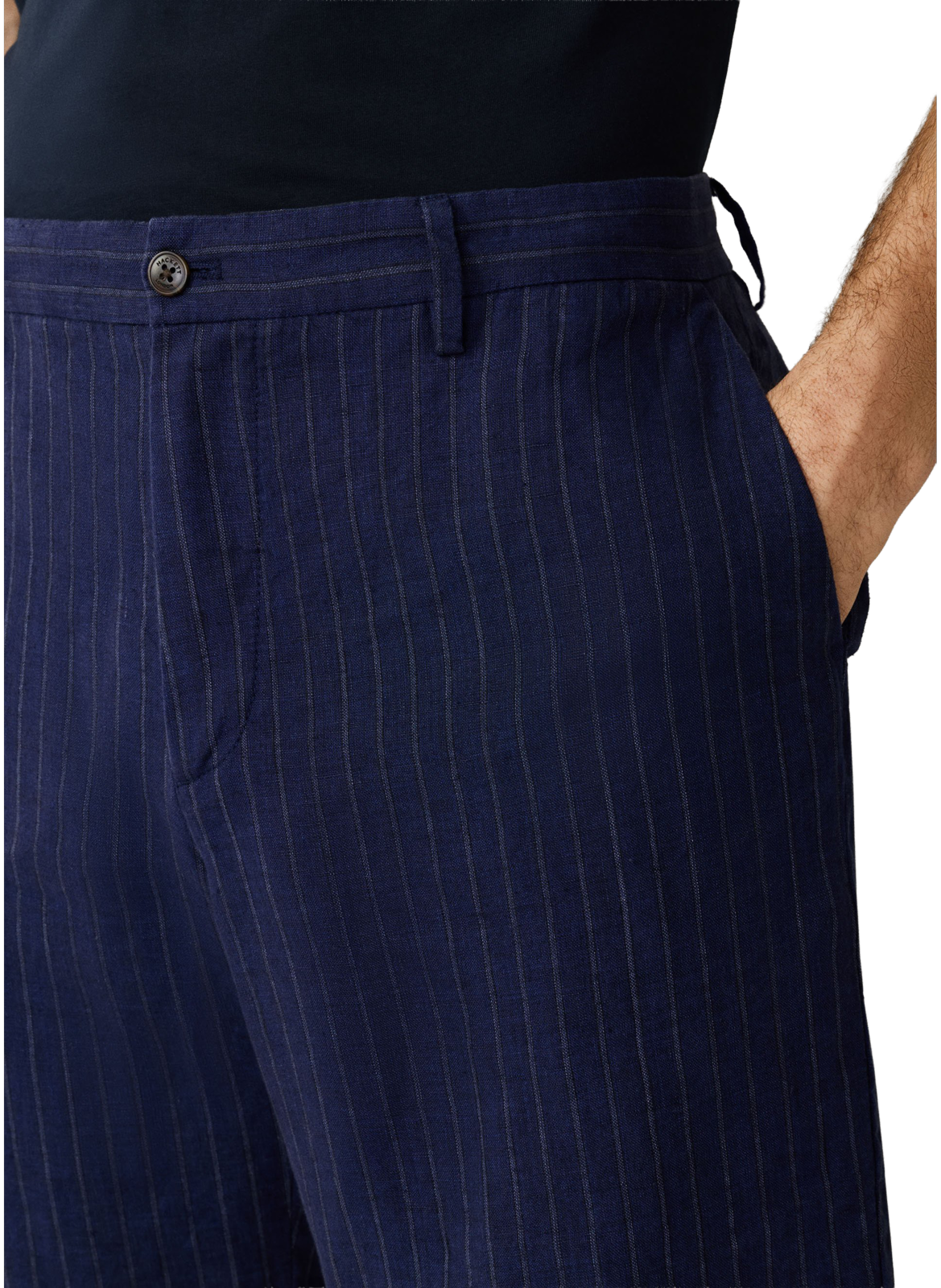 Short droit rayé en lin HACKETT Bleu