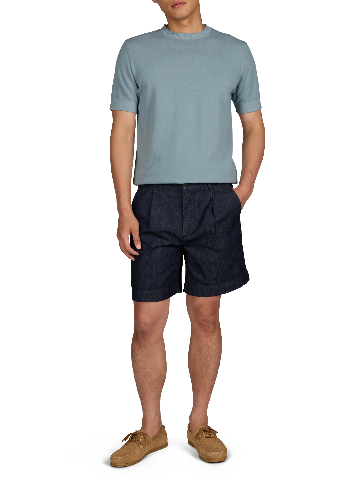 T-shirt uni à col rond en coton LAFAURIE Bleu