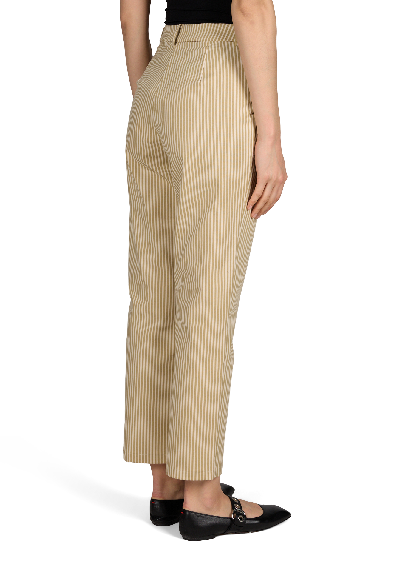 Striped cotton blend pants VILA Beige