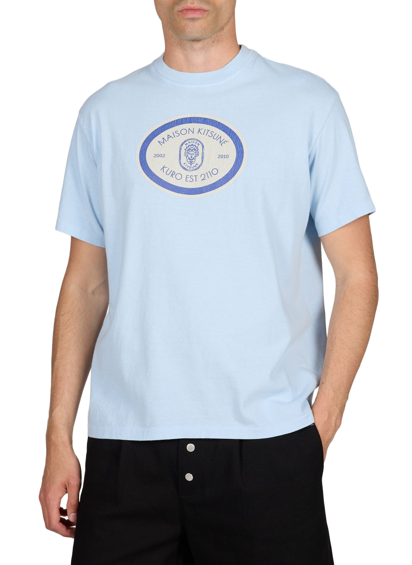 Cotton round-neck T-shirt MAISON KITSUNÉ Blue