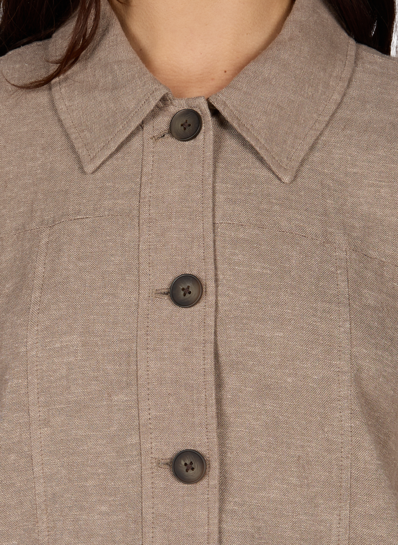 Viana Ginia round-neck linen jacket MSCH Brown