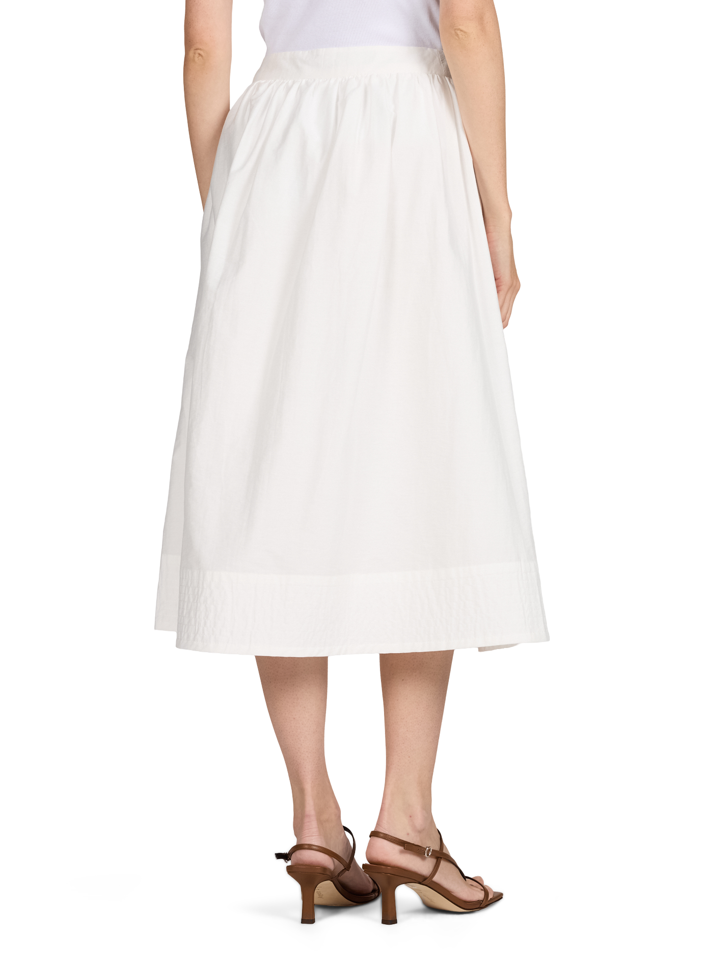 Wide midi skirt in blended cotton SUNCOO Beige