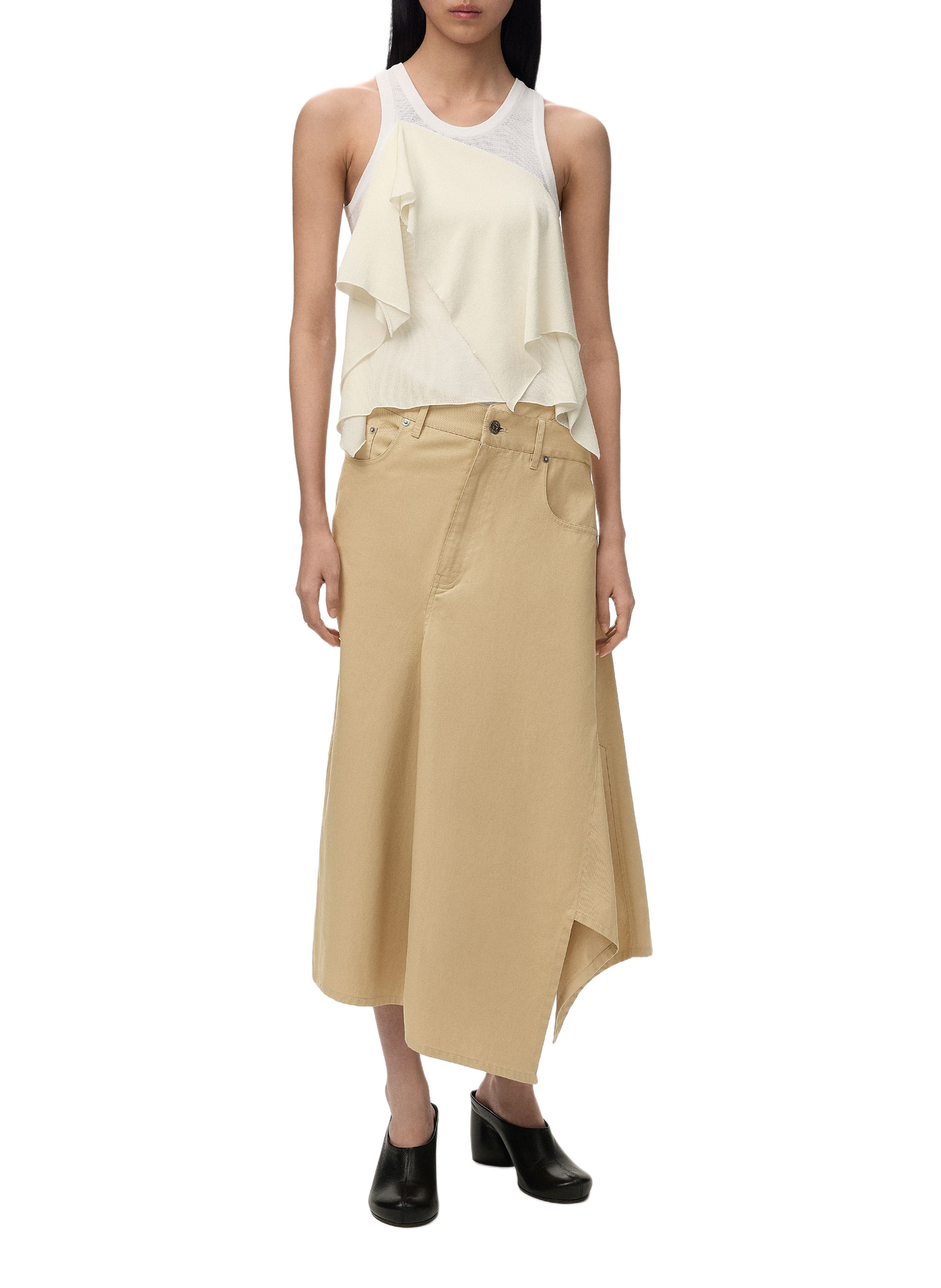 Jupe asymétrique en coton LOEWE Beige
