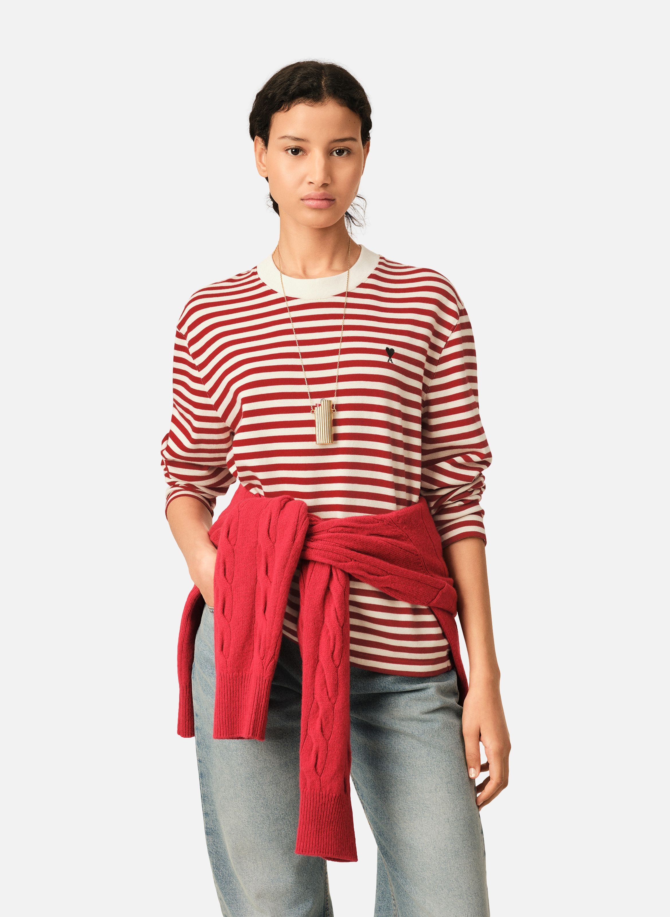 T-shirt marinière unisexe en coton ami de coeur AMI PARIS Rouge