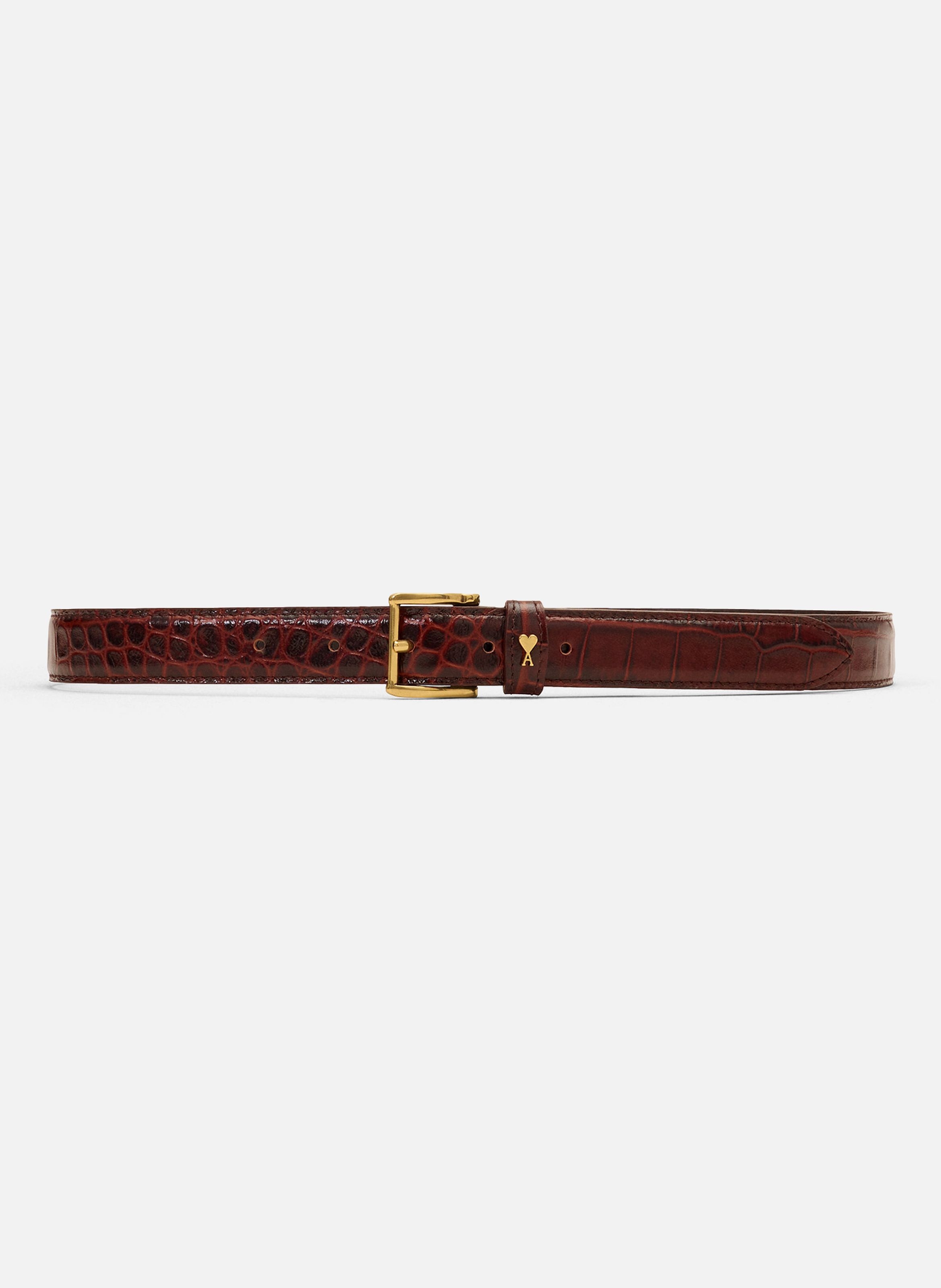 Ceinture paris paris crocodile 25mm unisexe en cuir de veau AMI PARIS Marron