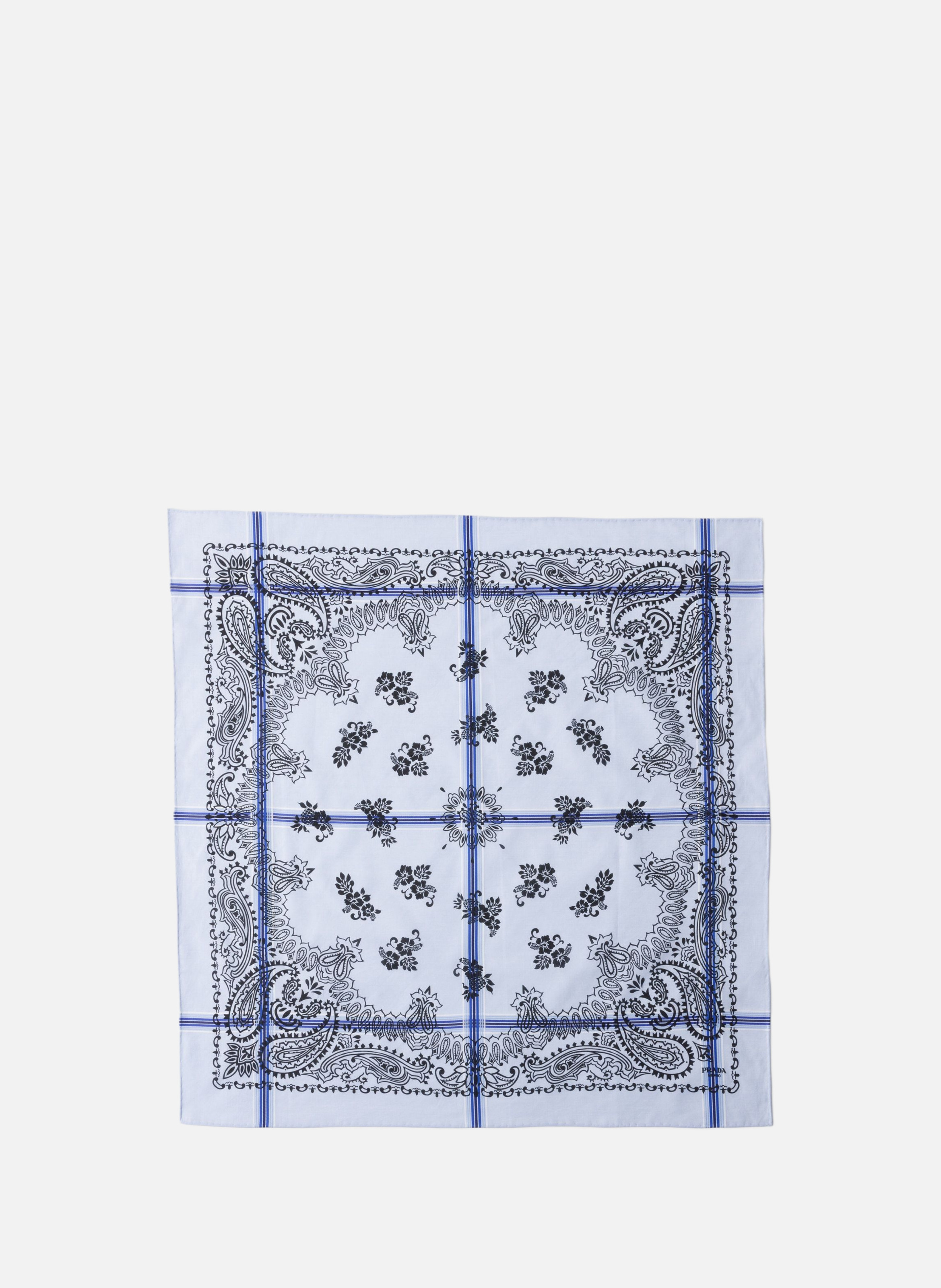 Foulard en coton imprimé 65 PRADA Bleu