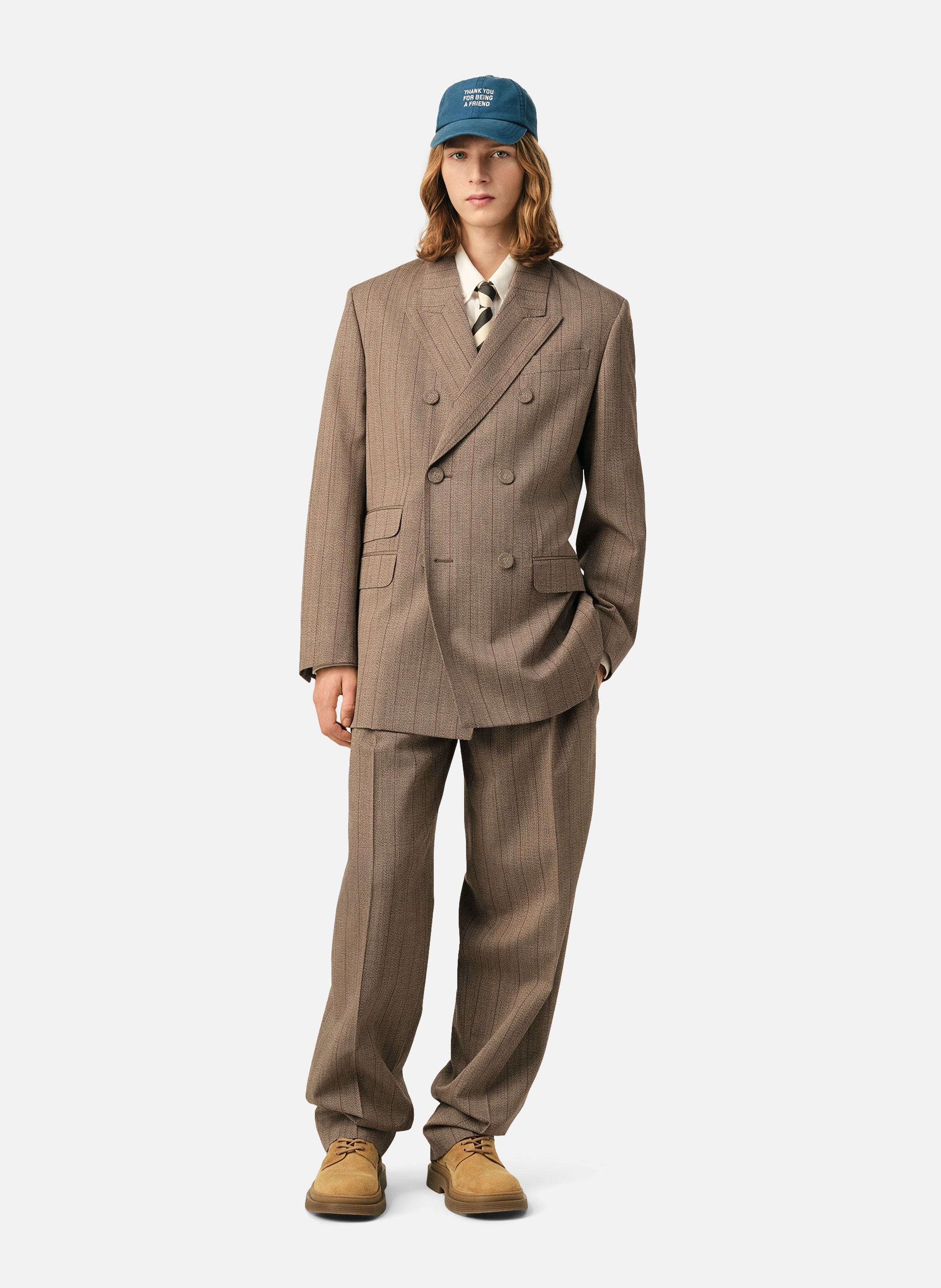 Veste rayée double boutonnage en laine AMI PARIS Marron