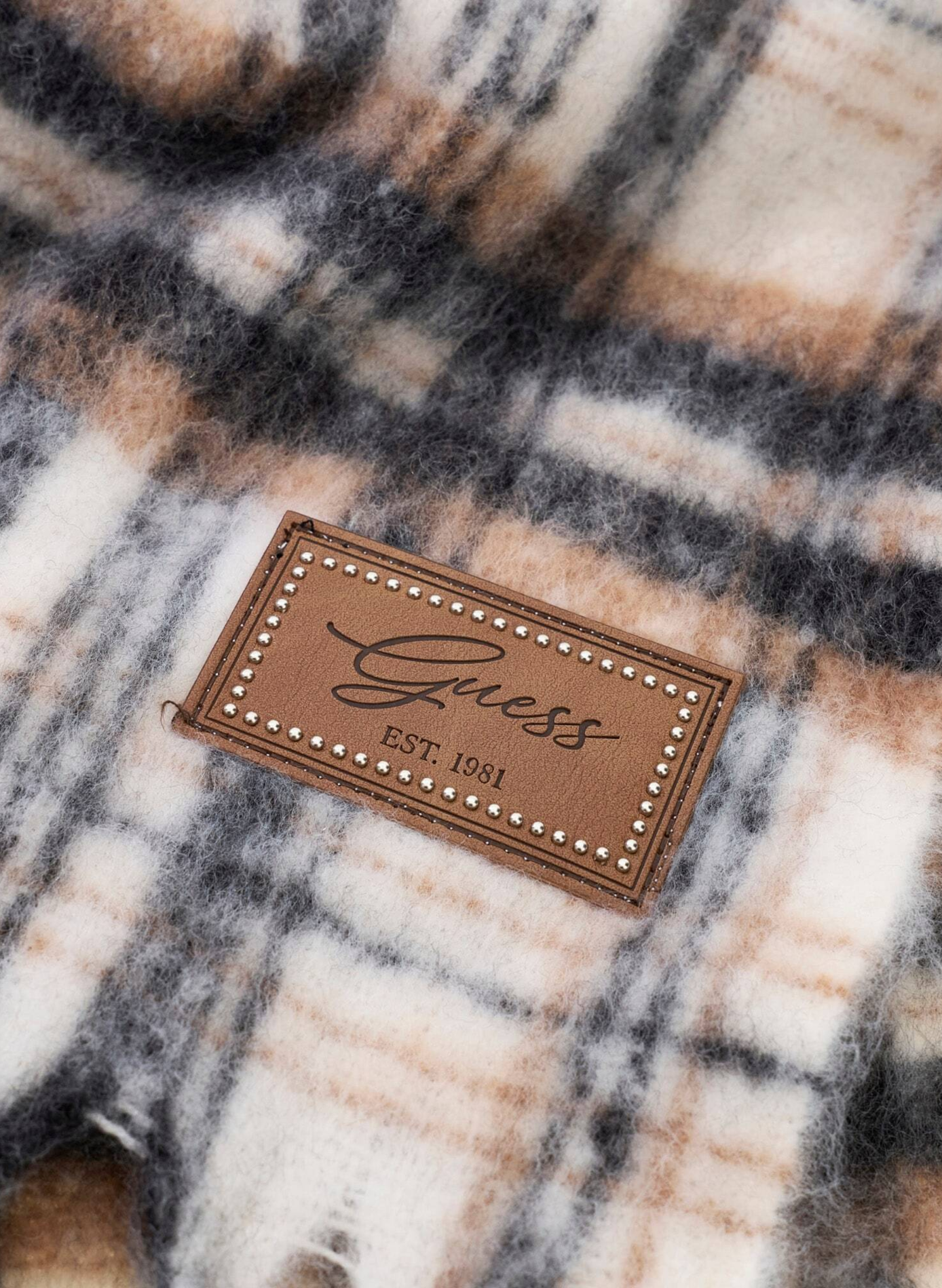 Echarpe motif carreaux à franges GUESS Multicolore