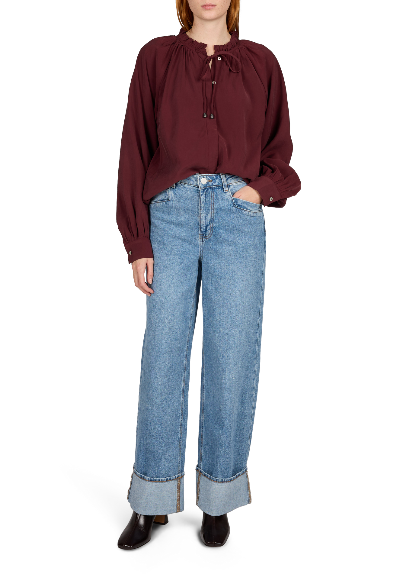 Chemise col rond VILA Rouge