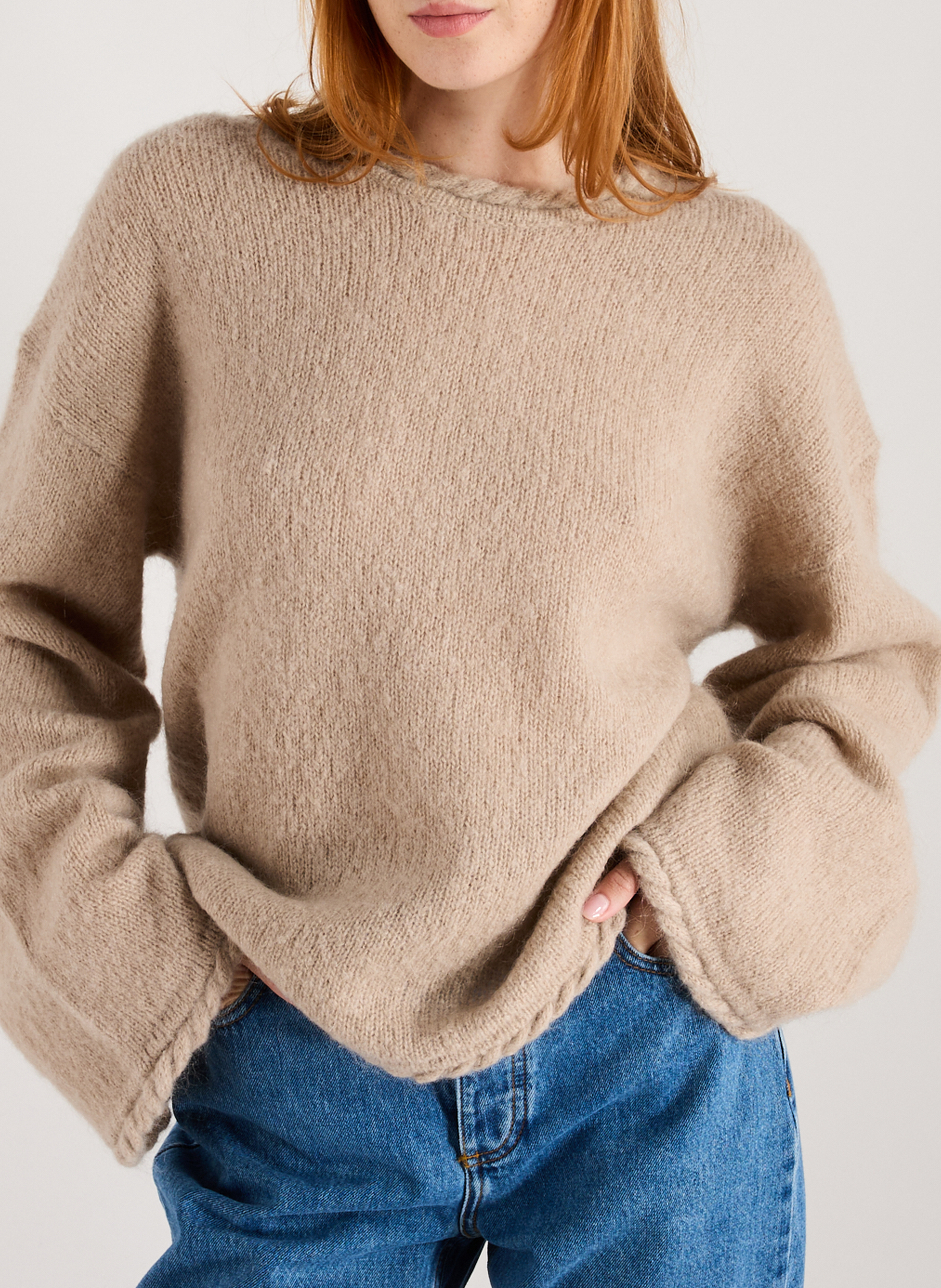Pull col rond en laine mélangée BY MALENE BIRGER Beige