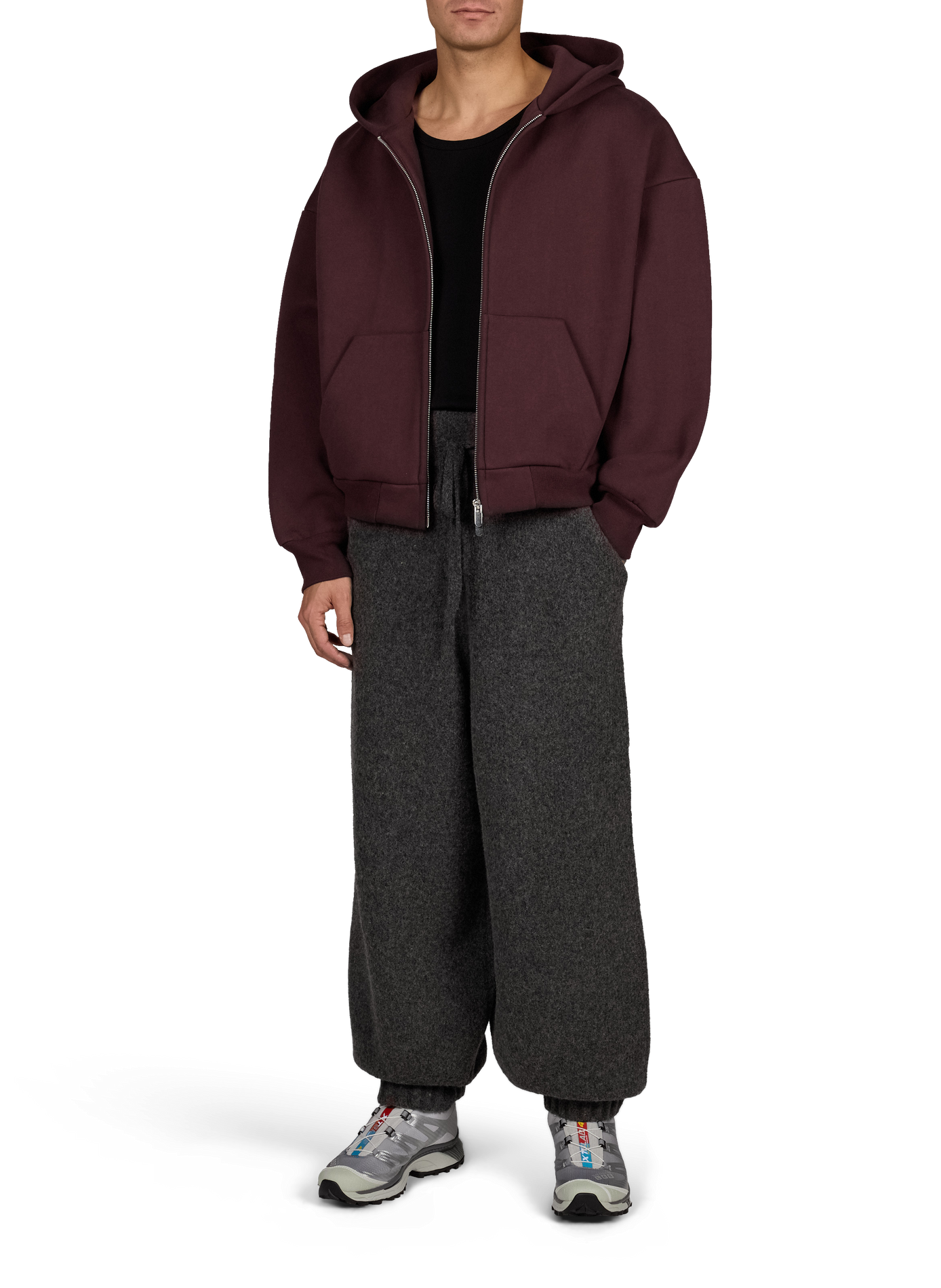 Relaxed wide-leg trousers in a wool blend SEVENTH Grey