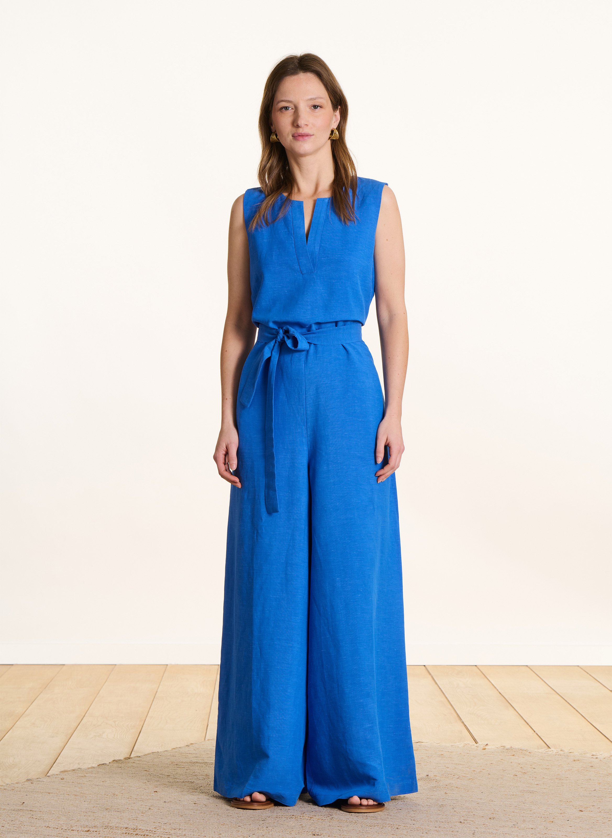 Effen jumpsuit met wijde pijpen LA FEE MARABOUTEE Blauw