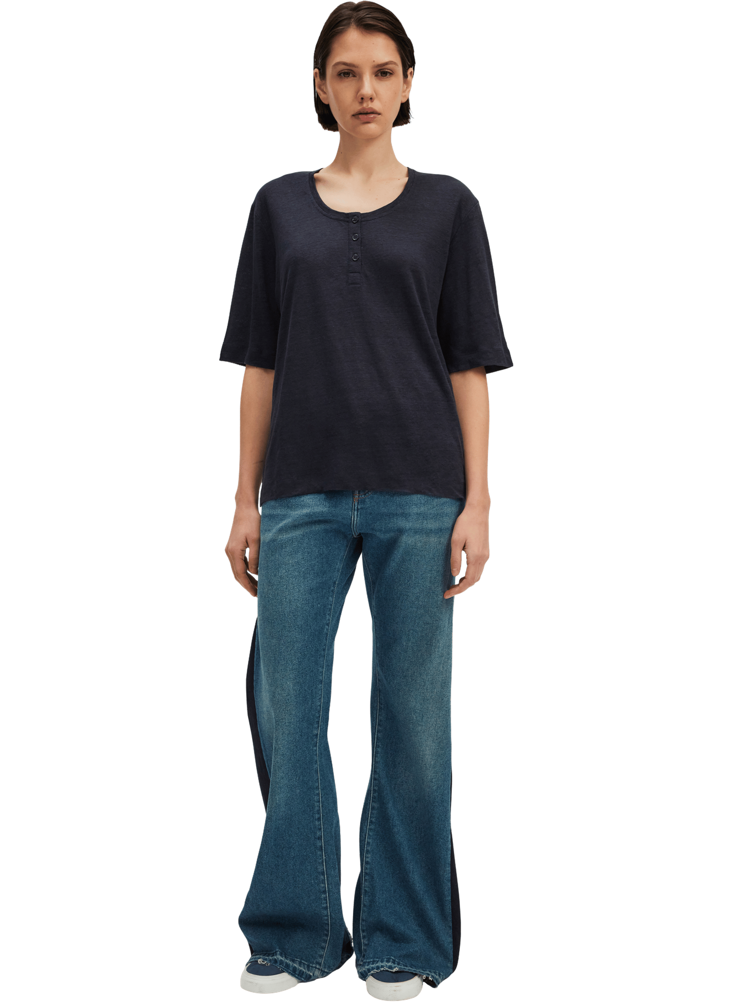 T-shirt large en lin - giseline PABLO Bleu