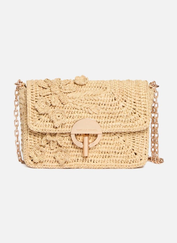 Petit sac moon en raphia Blanc by VANESSA BRUNO VANESSA BRUNO Petit sac moon en raphia Blanc