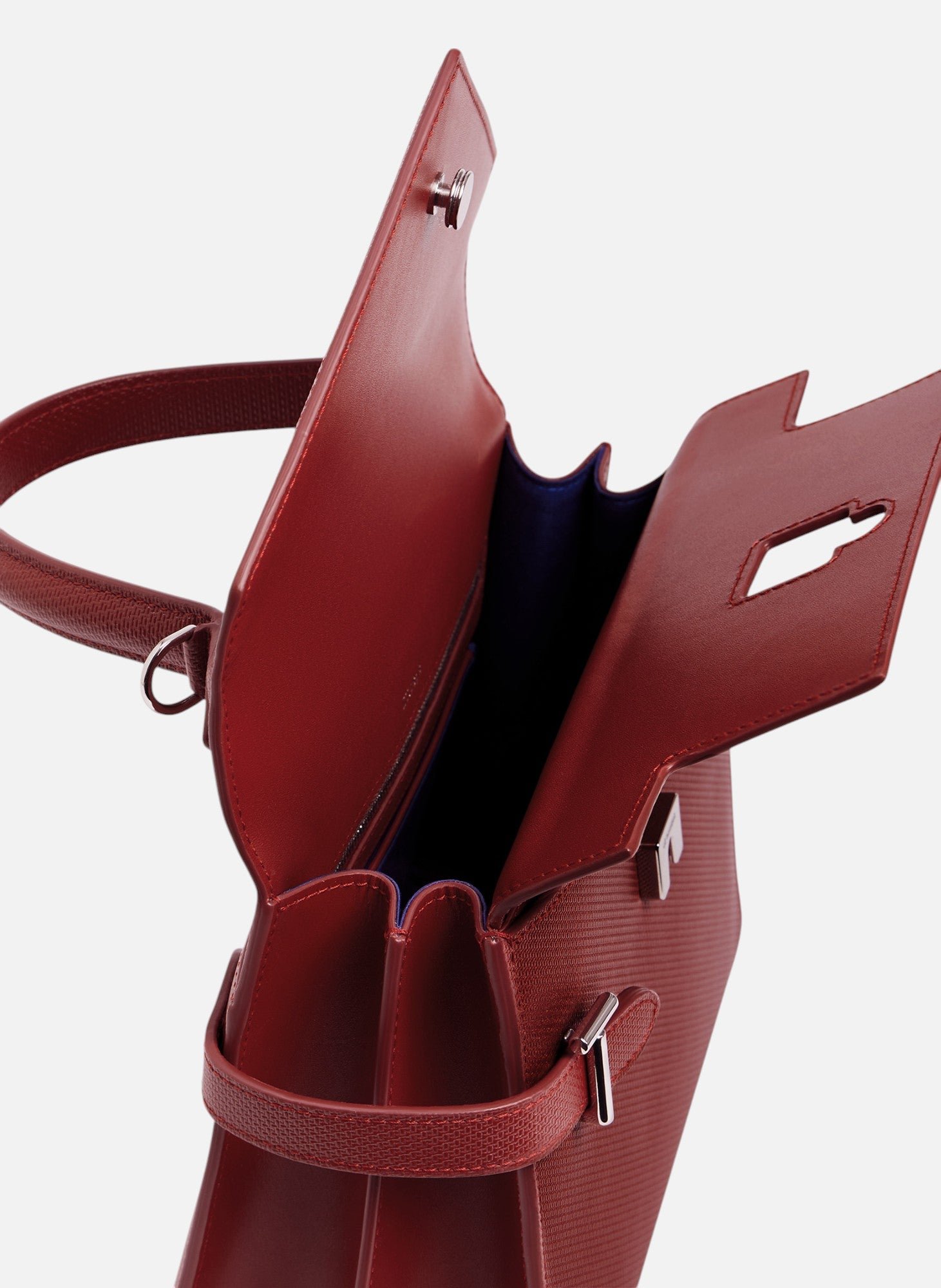 Sac à main double rabat moyen modèle emilie en cuir signature t LE TANNEUR Rouge