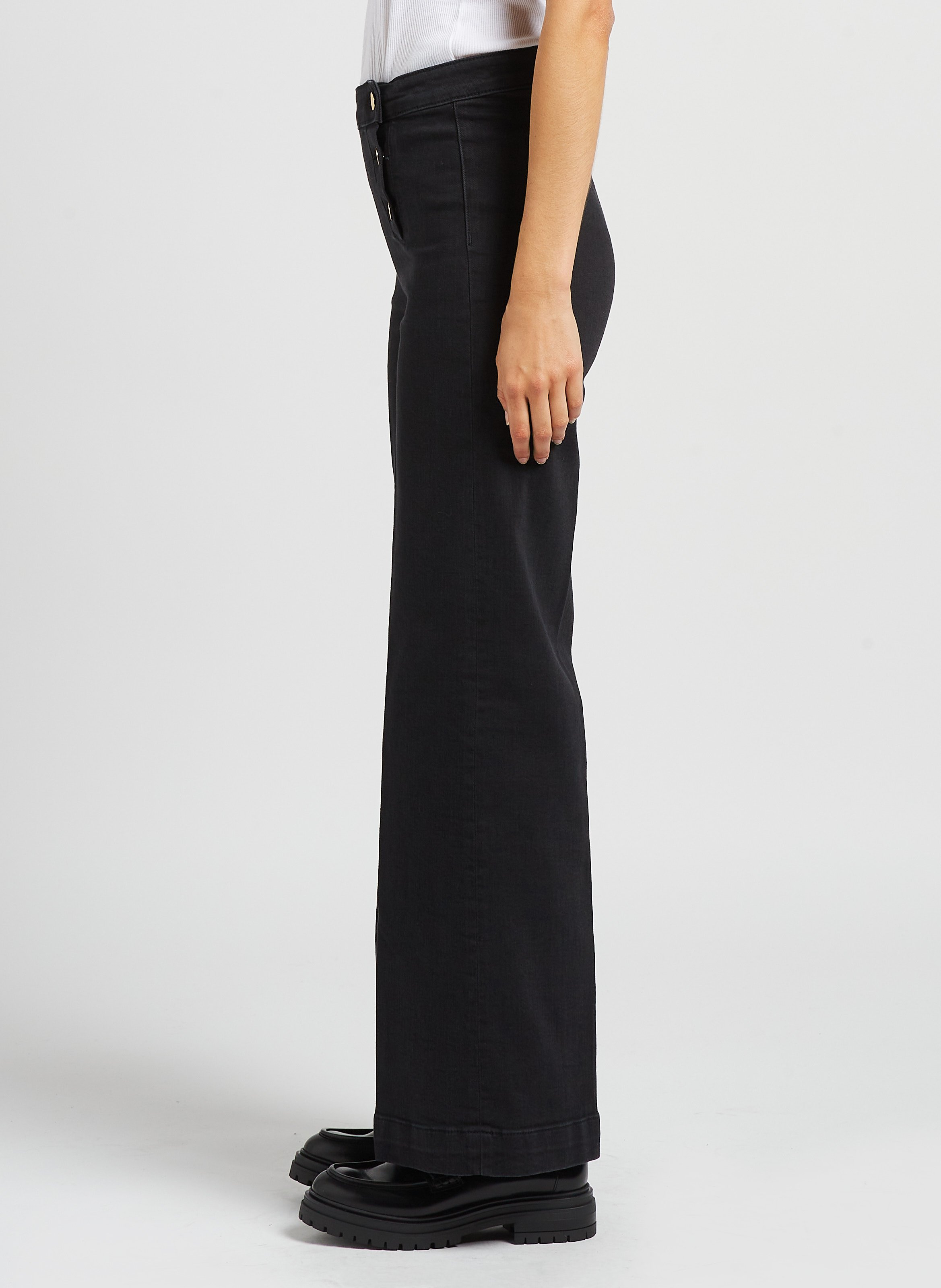 Jean large taille haute en coton mélangé oxan Noir