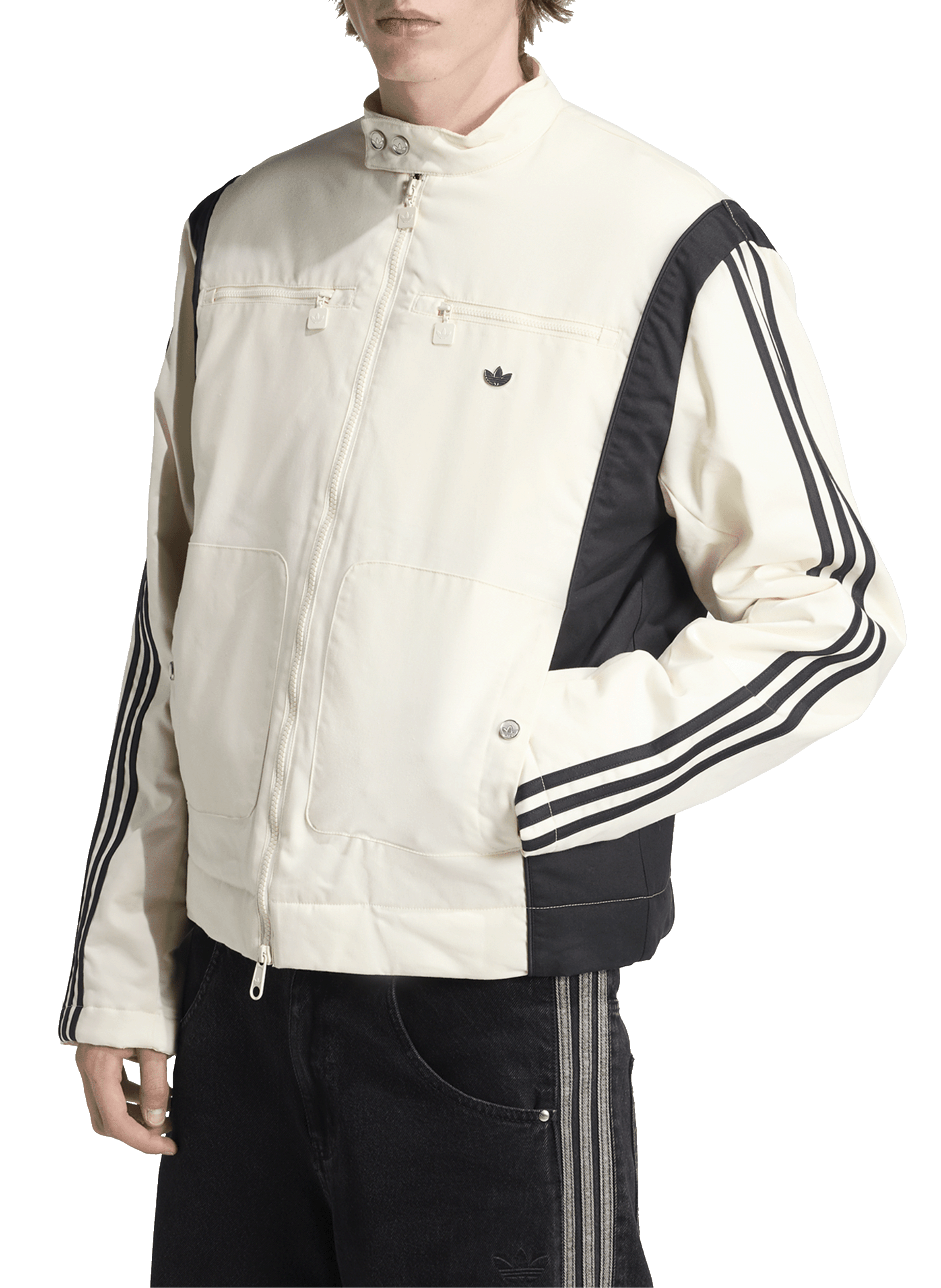 ADIDAS Veste de sport en coton mélangé Blanc