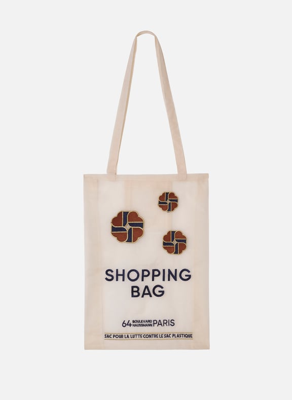 Sac tote avec broderies Blanc by 64 BLD HAUSSMANN PARIS 64 BLD HAUSSMANN PARIS Sac tote avec broderies Blanc