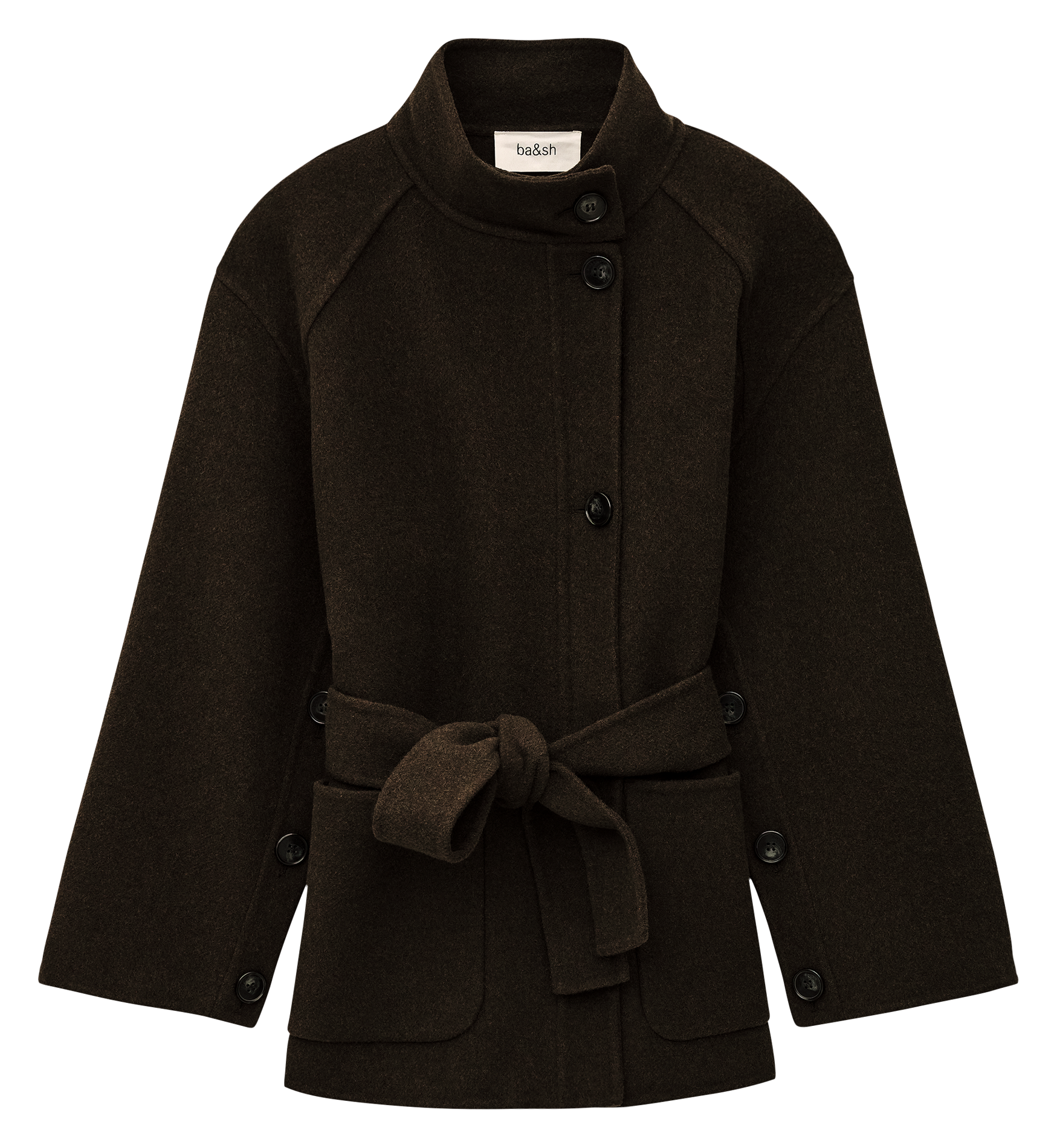Manteau col montant en laine lourthney BA&SH Kaki