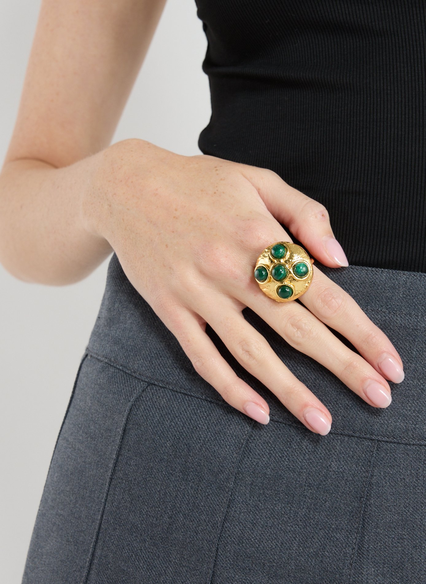 Bague en laiton et pierre SYLVIA TOLEDANO Vert