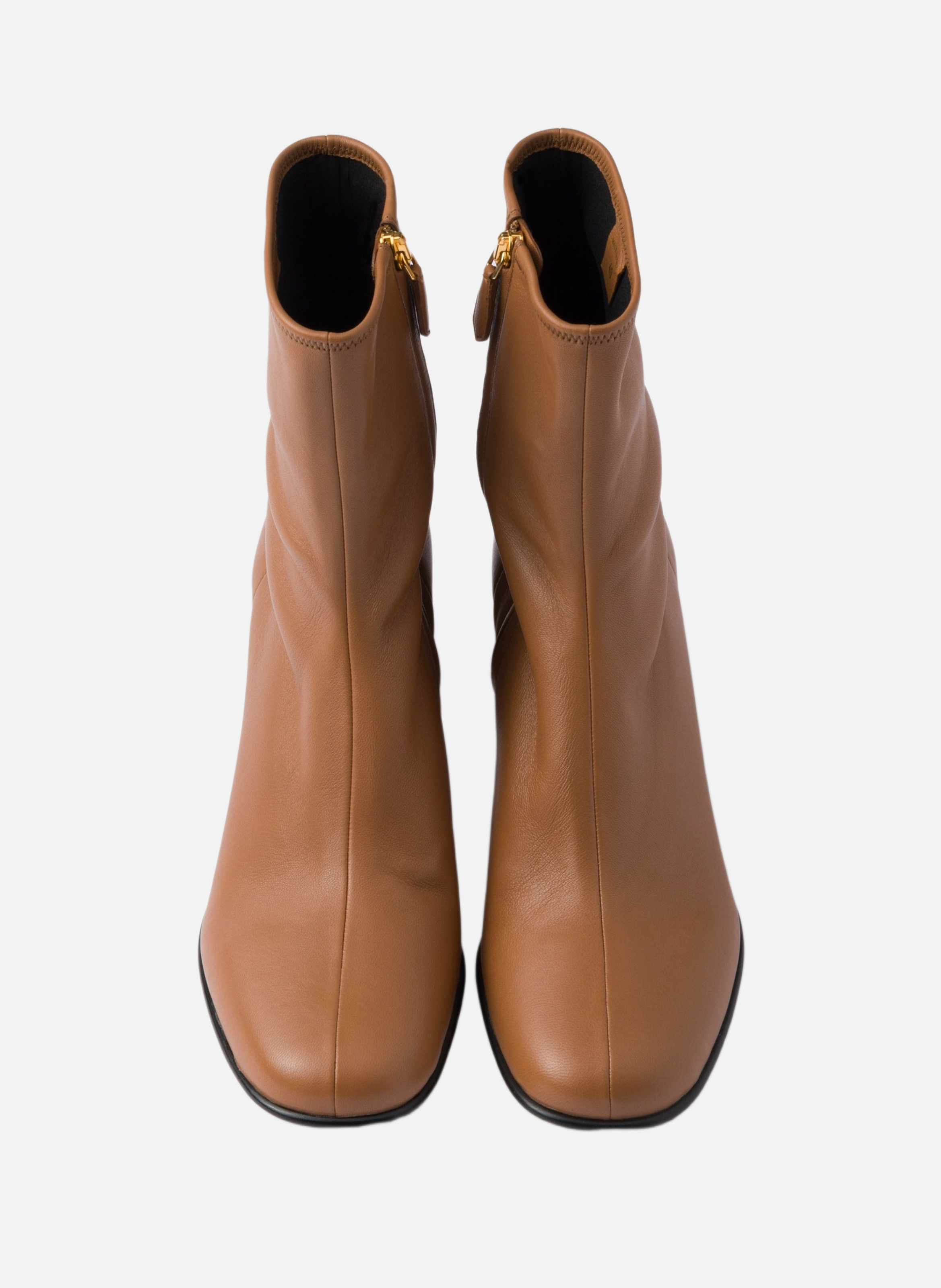 Bottines en cuir nappa stretch PRADA Marron