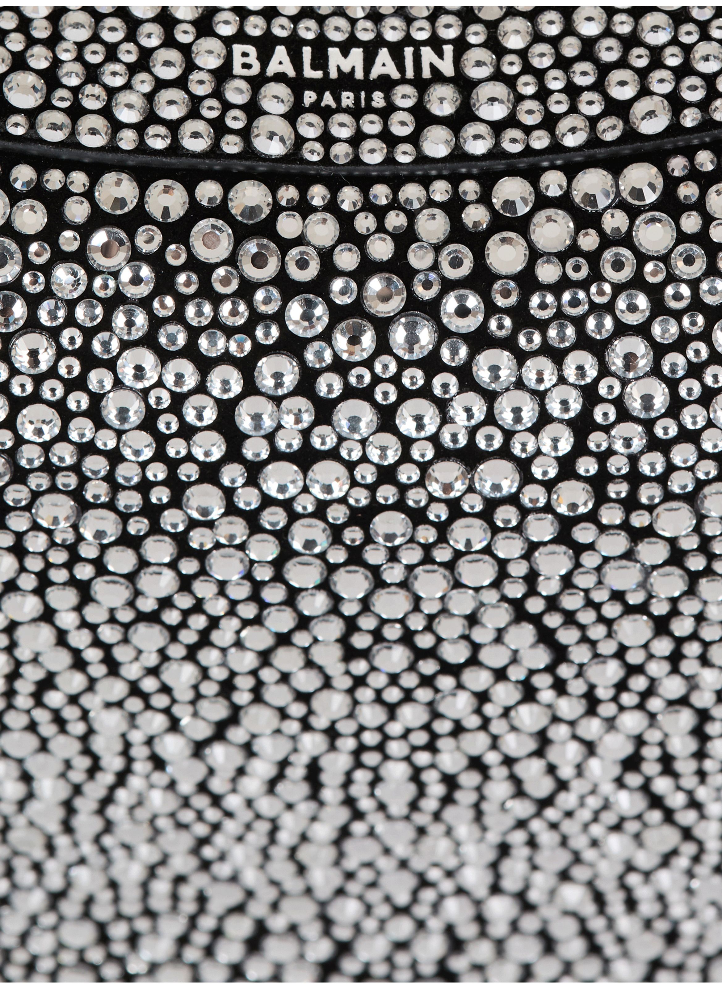 Sac ebene mini en daim et cristaux BALMAIN Argent