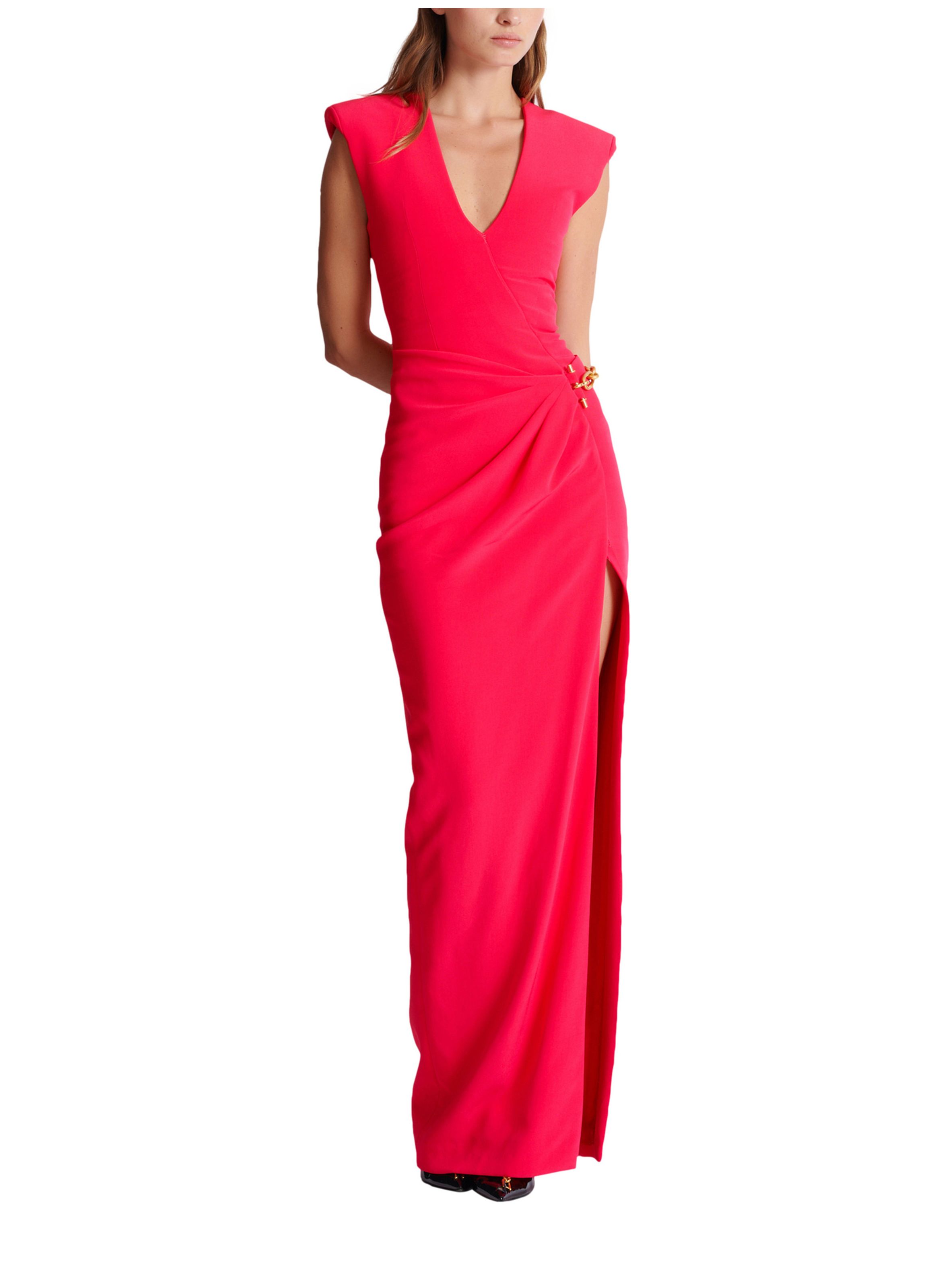 Robe longue bijou en crêpe avec détail bijou BALMAIN Rose