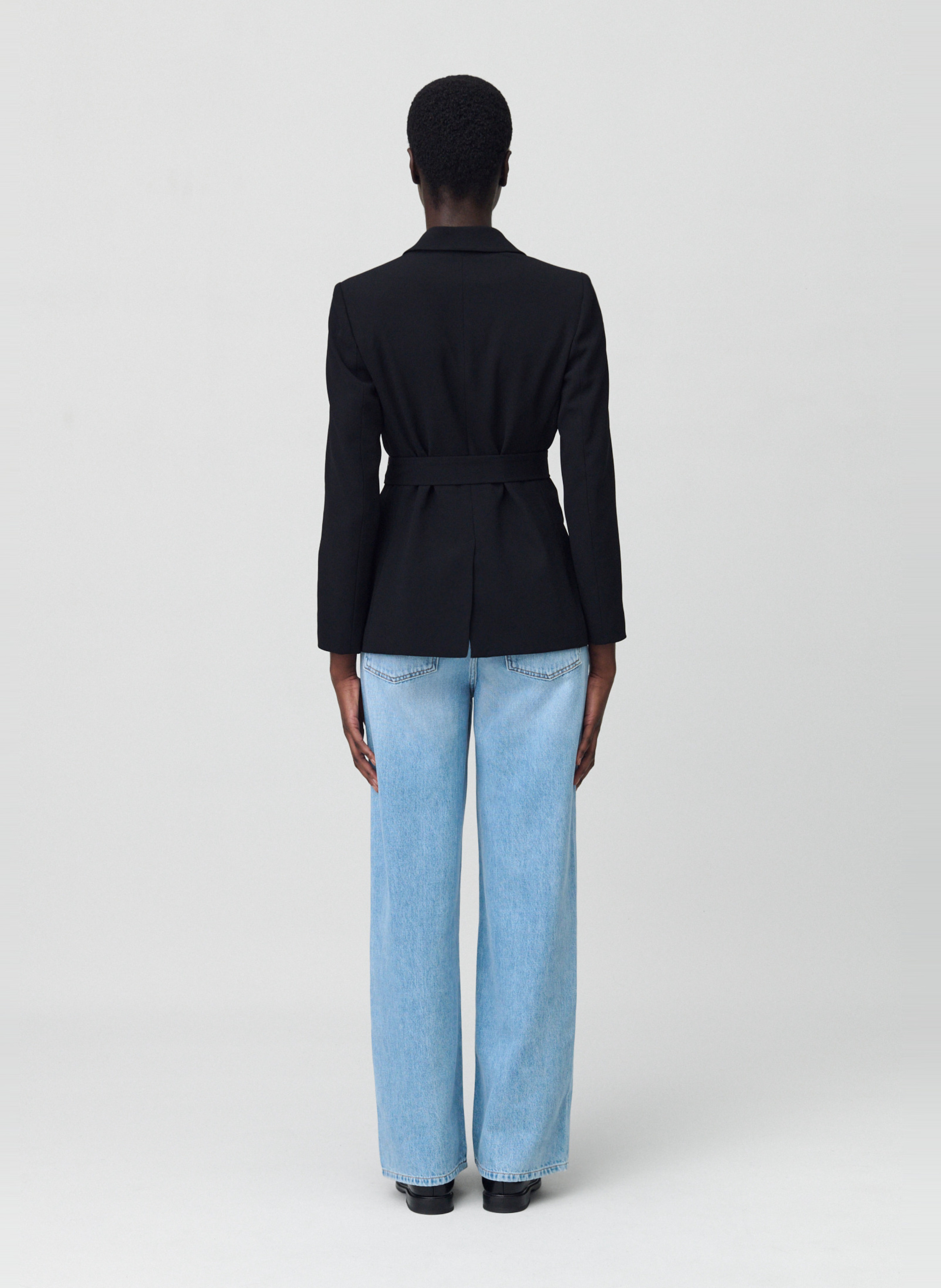 Veste col tailleur cintrée ceinturée CLAUDIE PIERLOT Bleu