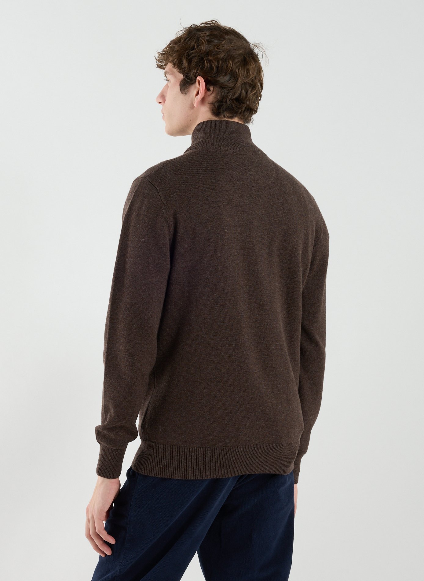 Wool and cotton zip-up sweater EDEN PARK Brown
