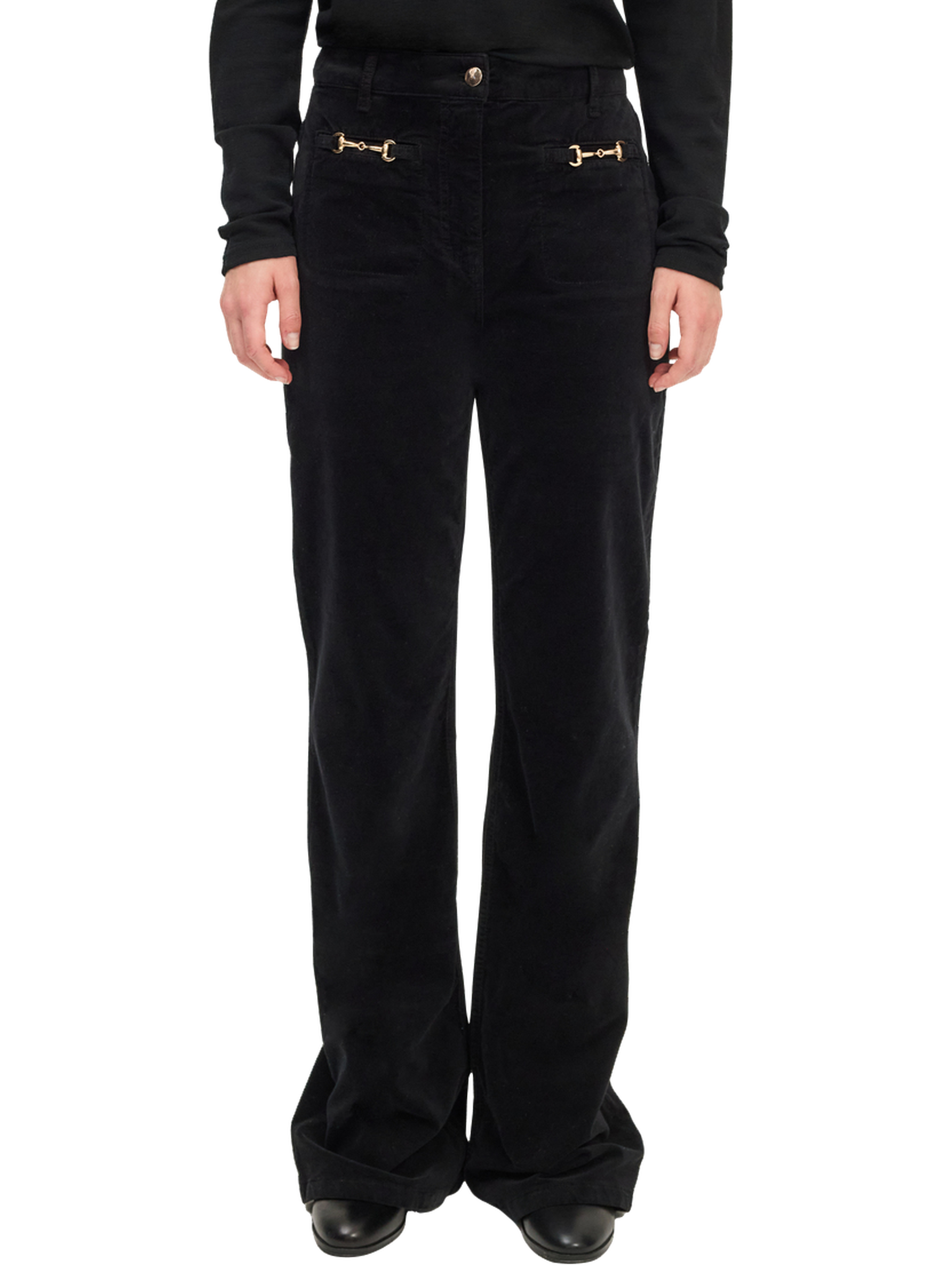 Pantalon flare en velours à mors - chrys PABLO Noir