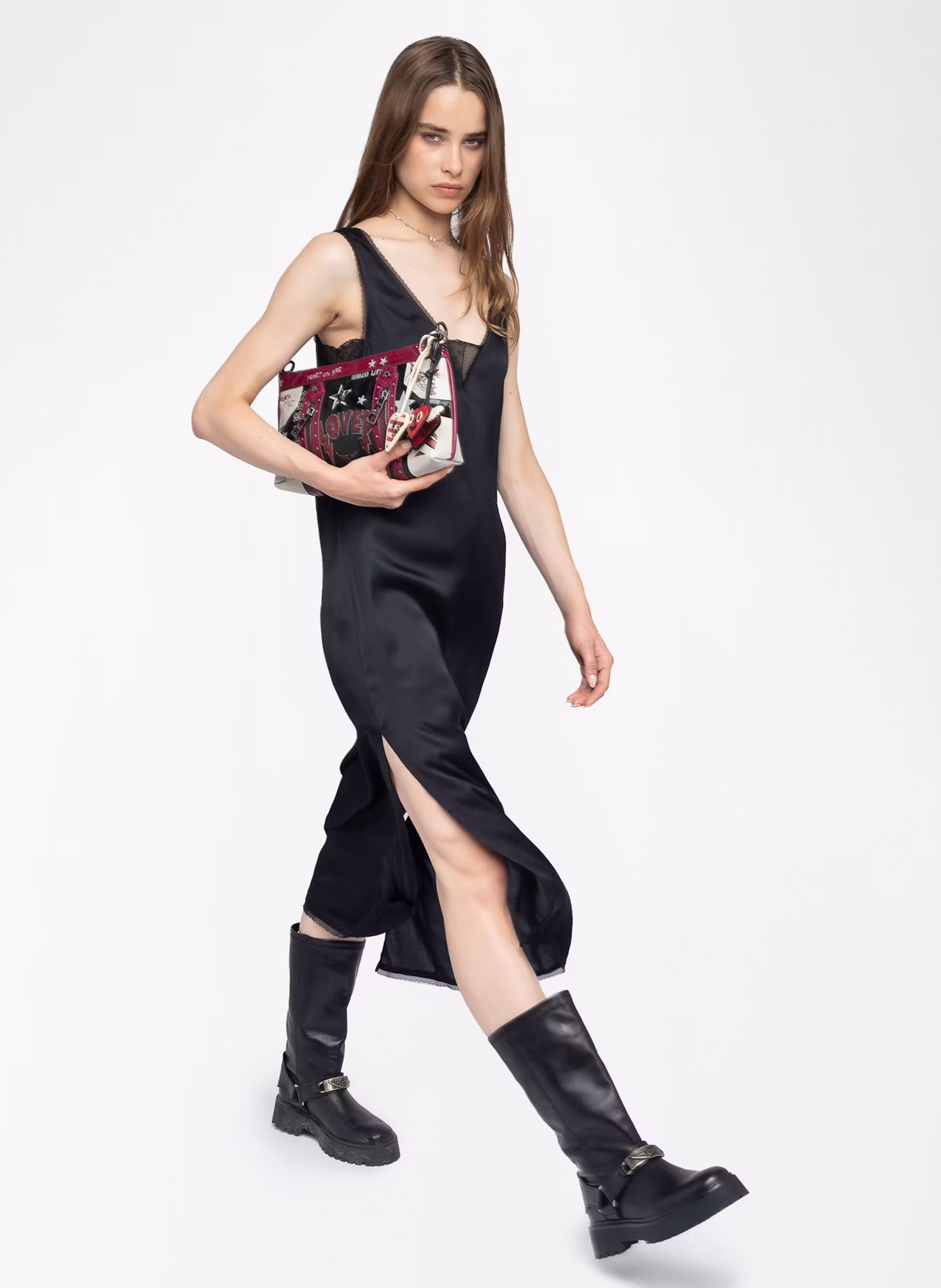 Robe midi col v satinée renzo ZADIG&VOLTAIRE Noir