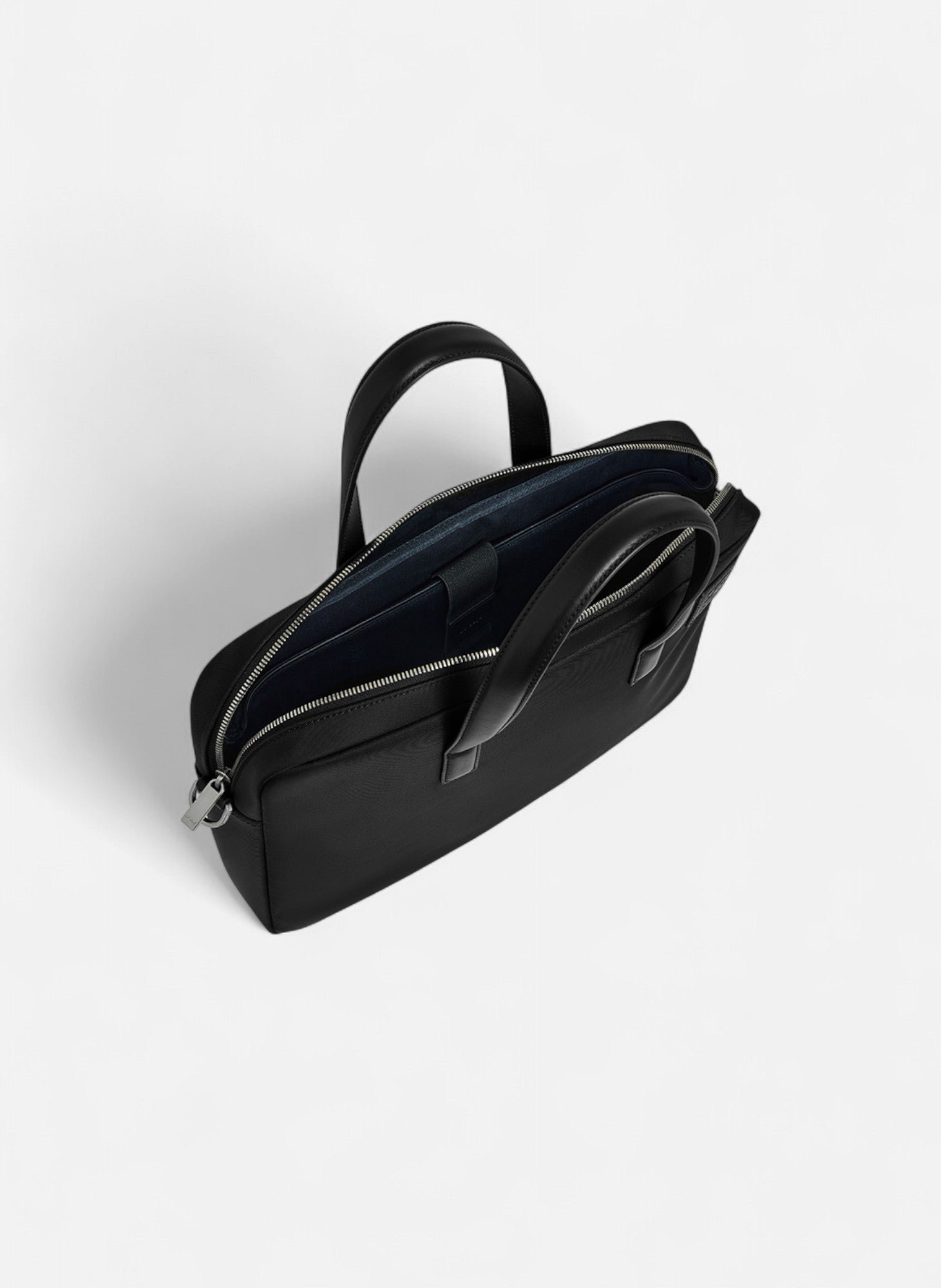 Porte documents 15" basile en toile nylon et cuir lisse LE TANNEUR Noir