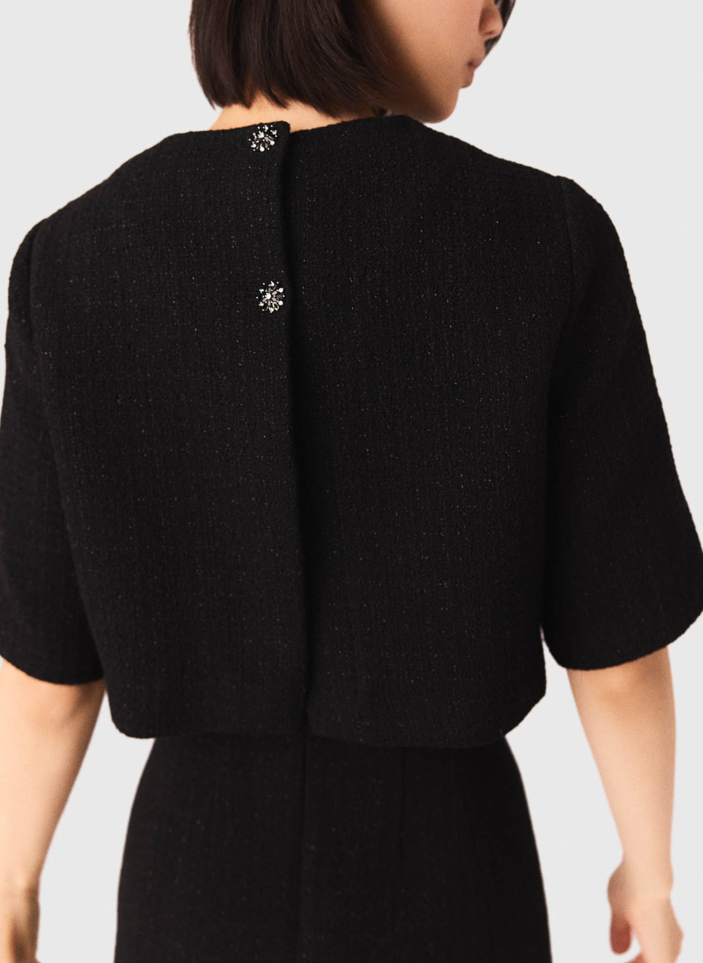 Robe courte col rond en coton mélangé MAJE Noir