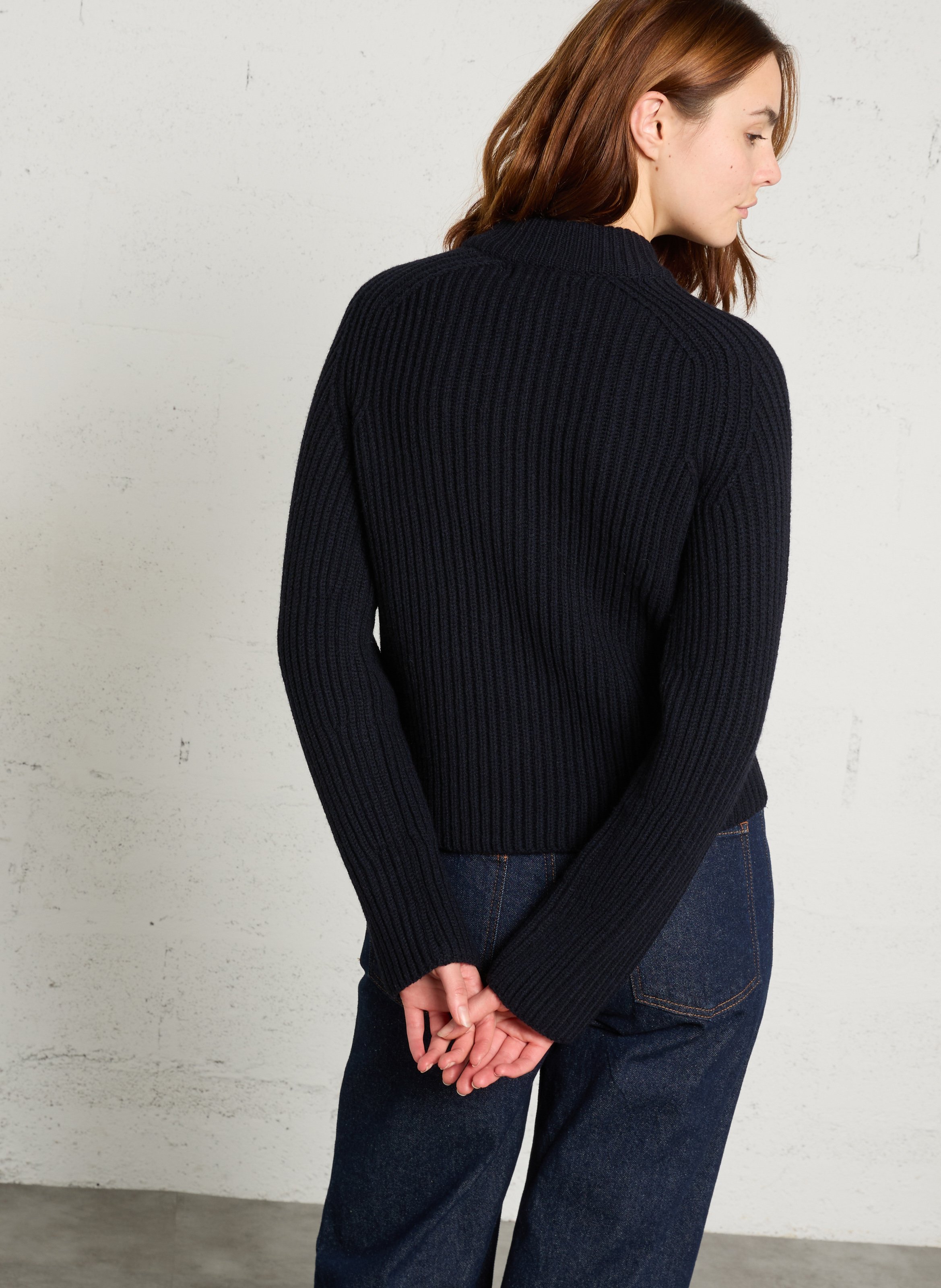 Cardigan droit boutonné en laine Flaubert SOEUR Bleu