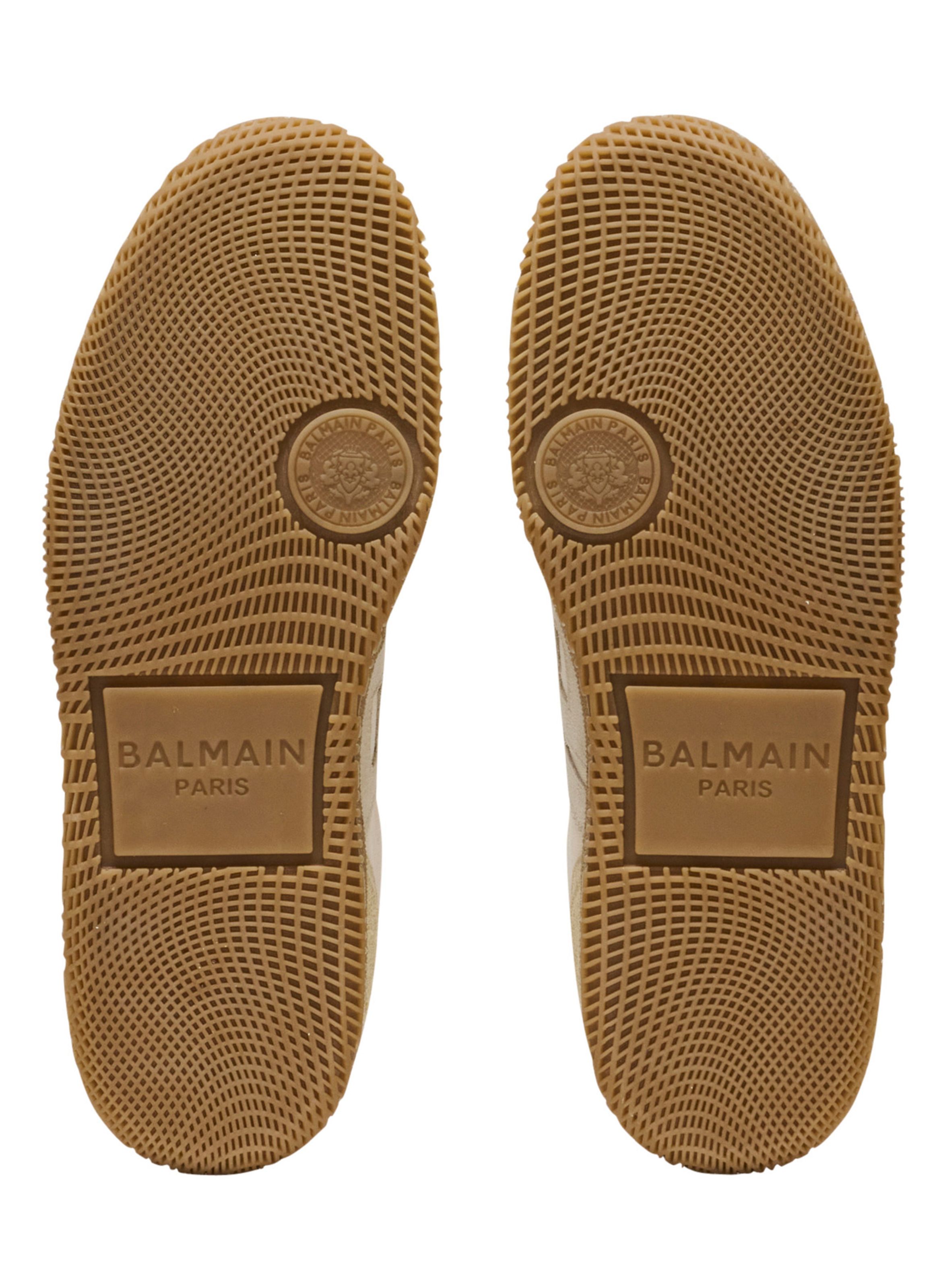 Baskets balmain swan en cuir suédé effet vieilli, cuir suédé et toile BALMAIN Beige