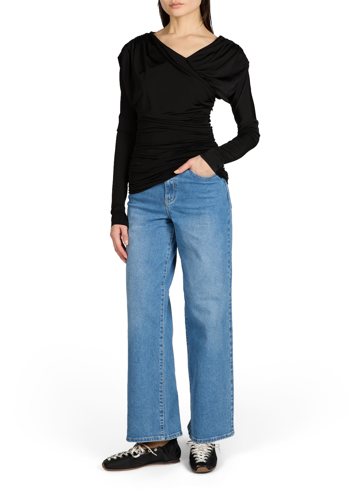 Two-material sneakers with elastic back. GANNI Black