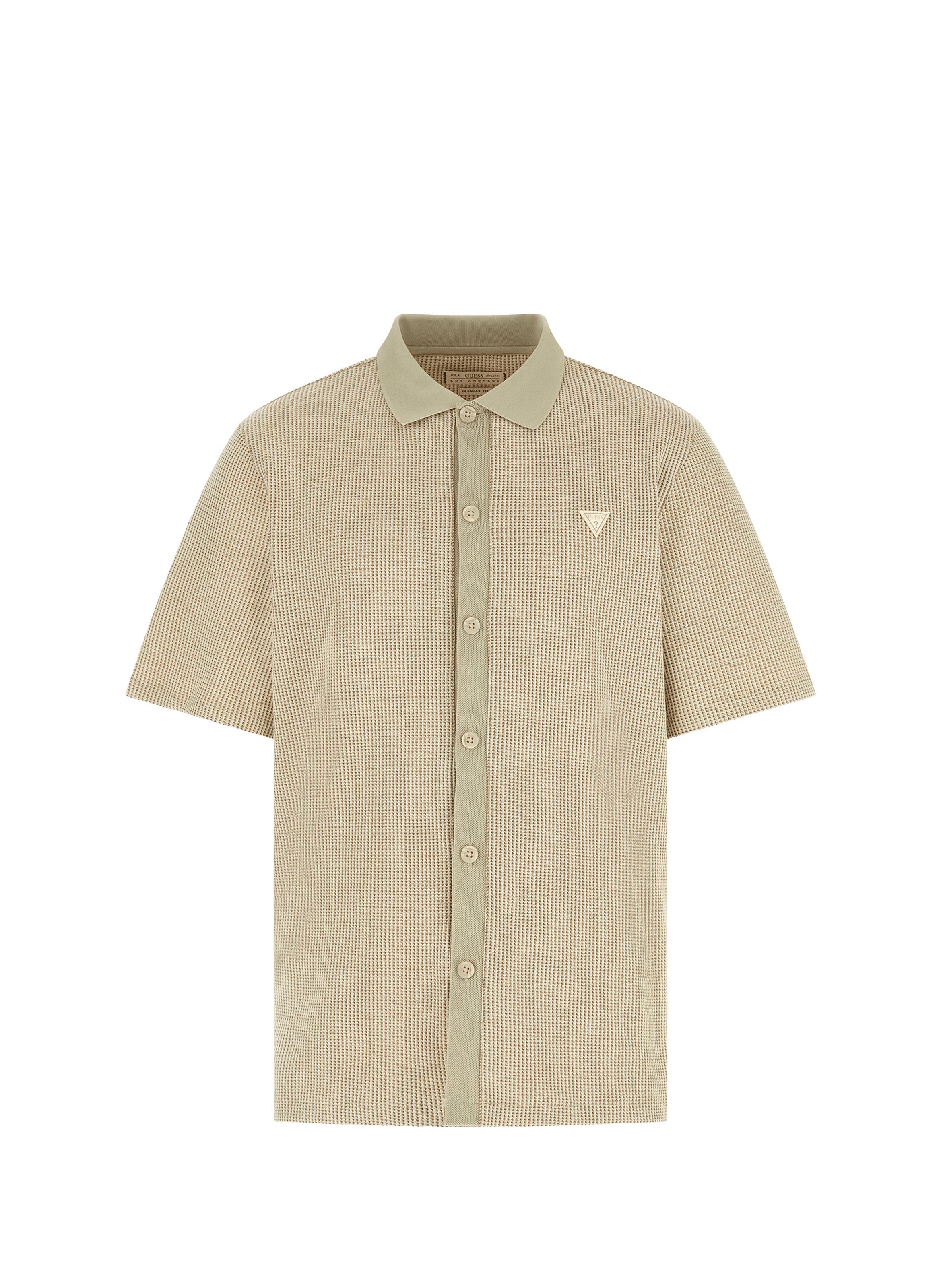 Polo droit à manches courtes en maille GUESS Marron