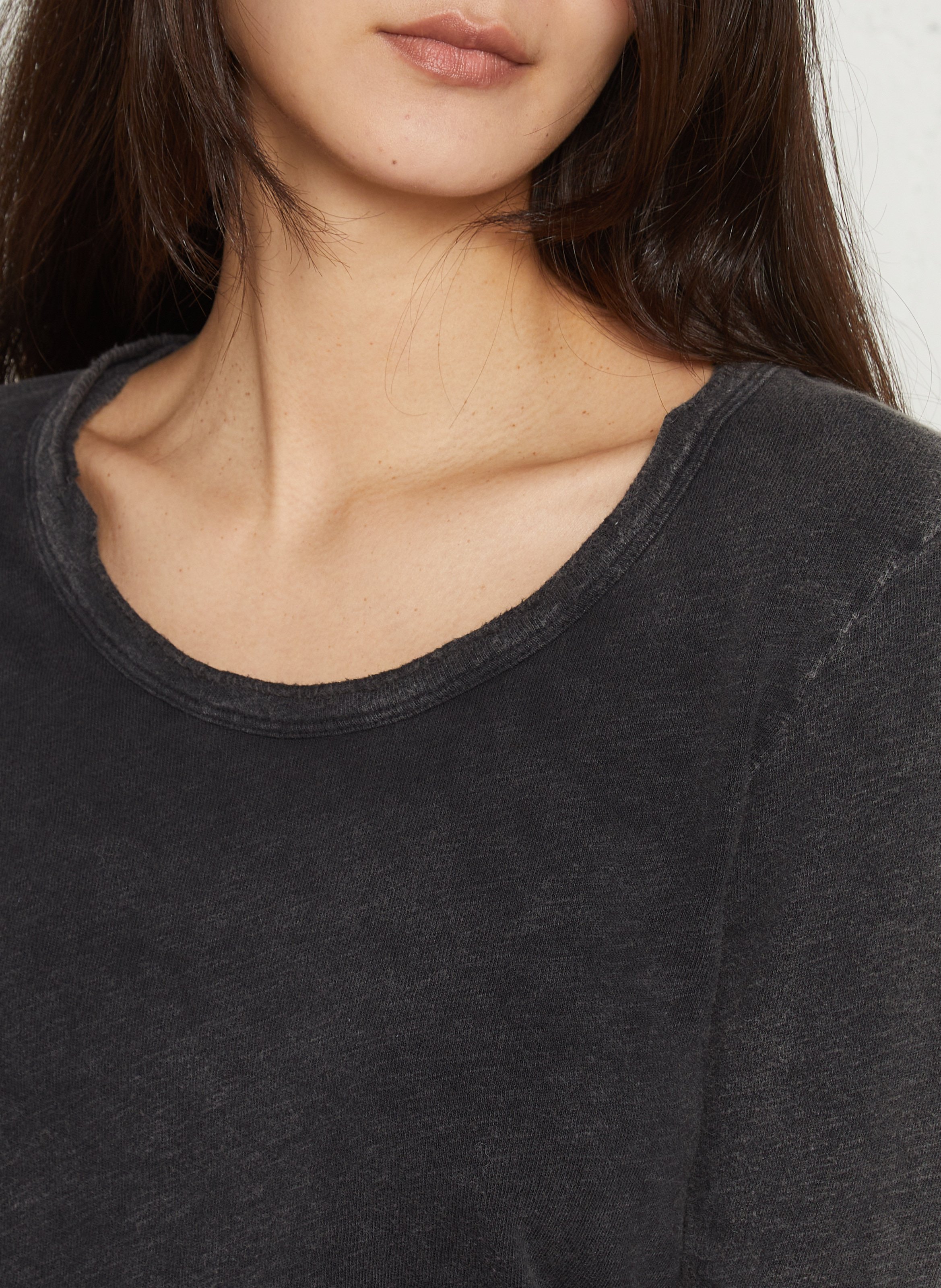 Tee-shirt droit col rond en coton sonoma Noir