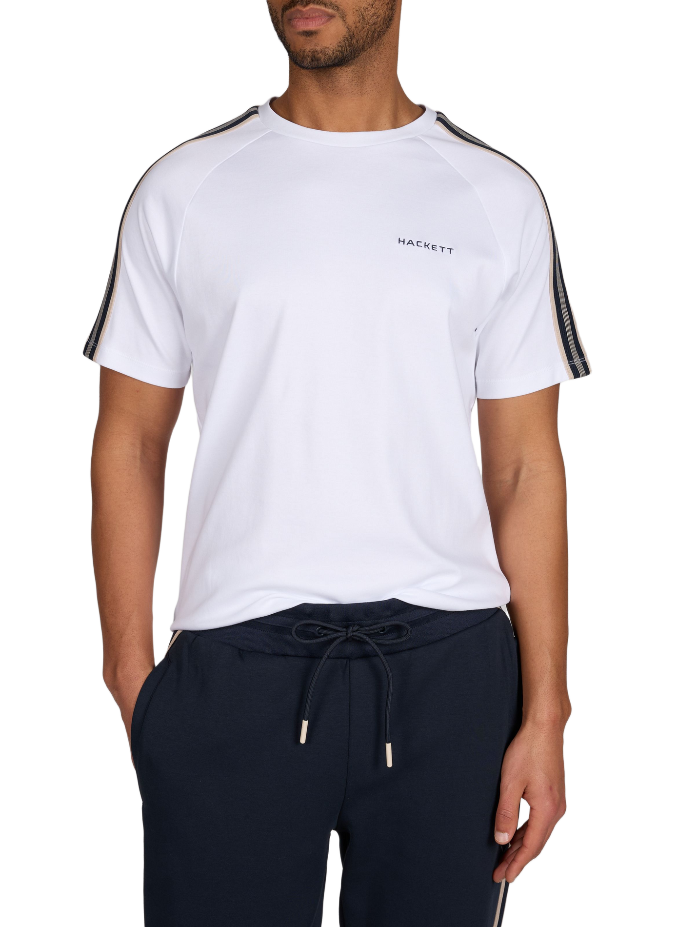 T-shirt à col rond en coton HACKETT Blanc