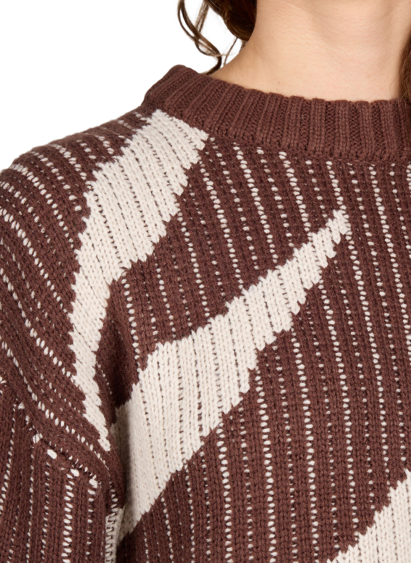 Pull ample à col rond TOPSHOP Marron